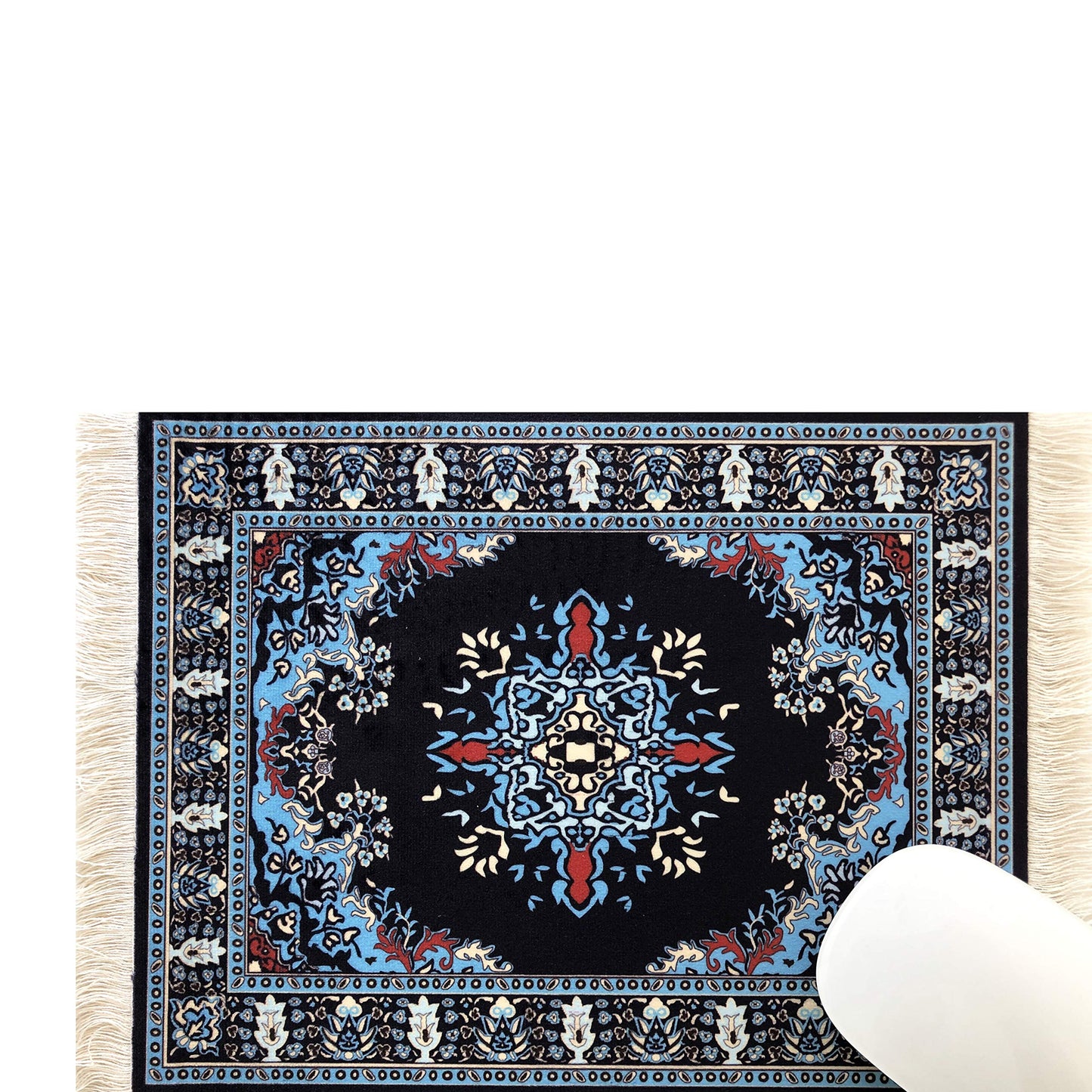 2-Pack Oriental Rug Mouse Pads – Mini Carpet Style Mousepads with Fringe, Non-Slip Rubber Base