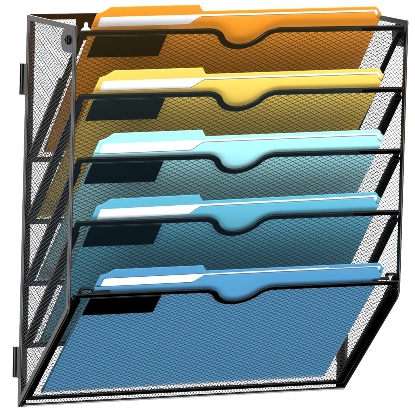 5-Tier Hanging Wall File Organizer with Hooks for Office Organization