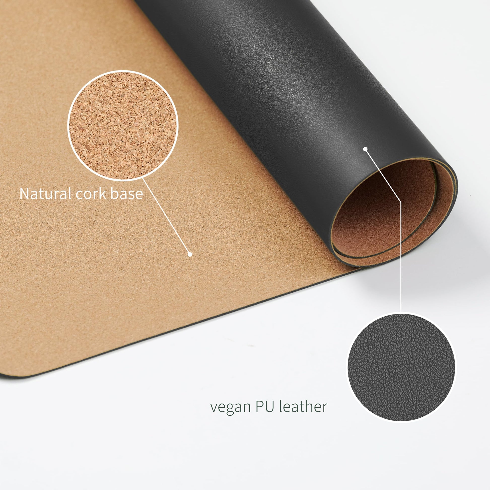 RENMTURE Desk Pad, Cork & PU Leather Desk Mat, Large Mouse pad, Non-Slip Desk Protector and