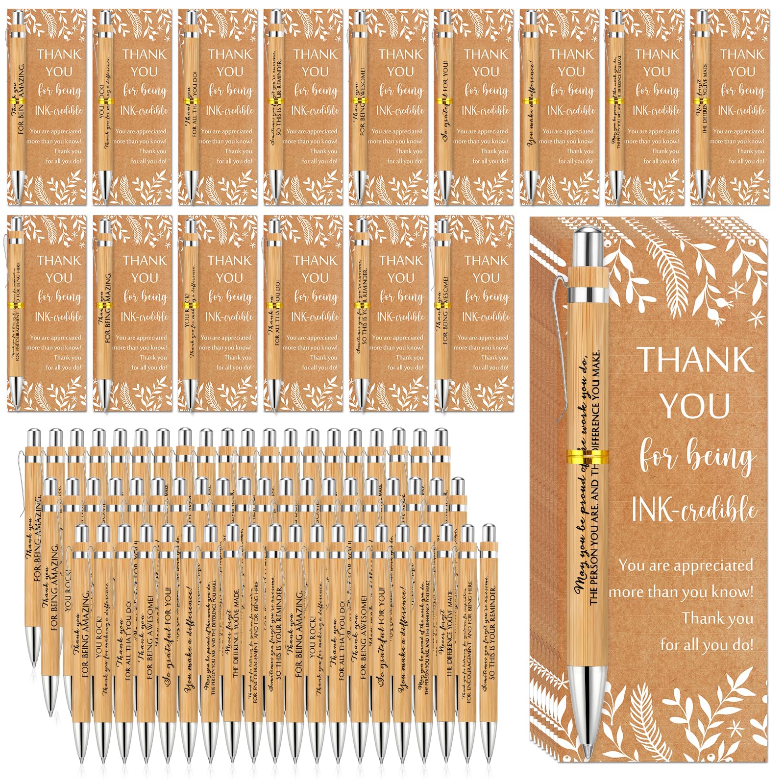 ReliThick 50 Sets Employee Appreciation Gift Ballpoint Pen Thank You Cards
