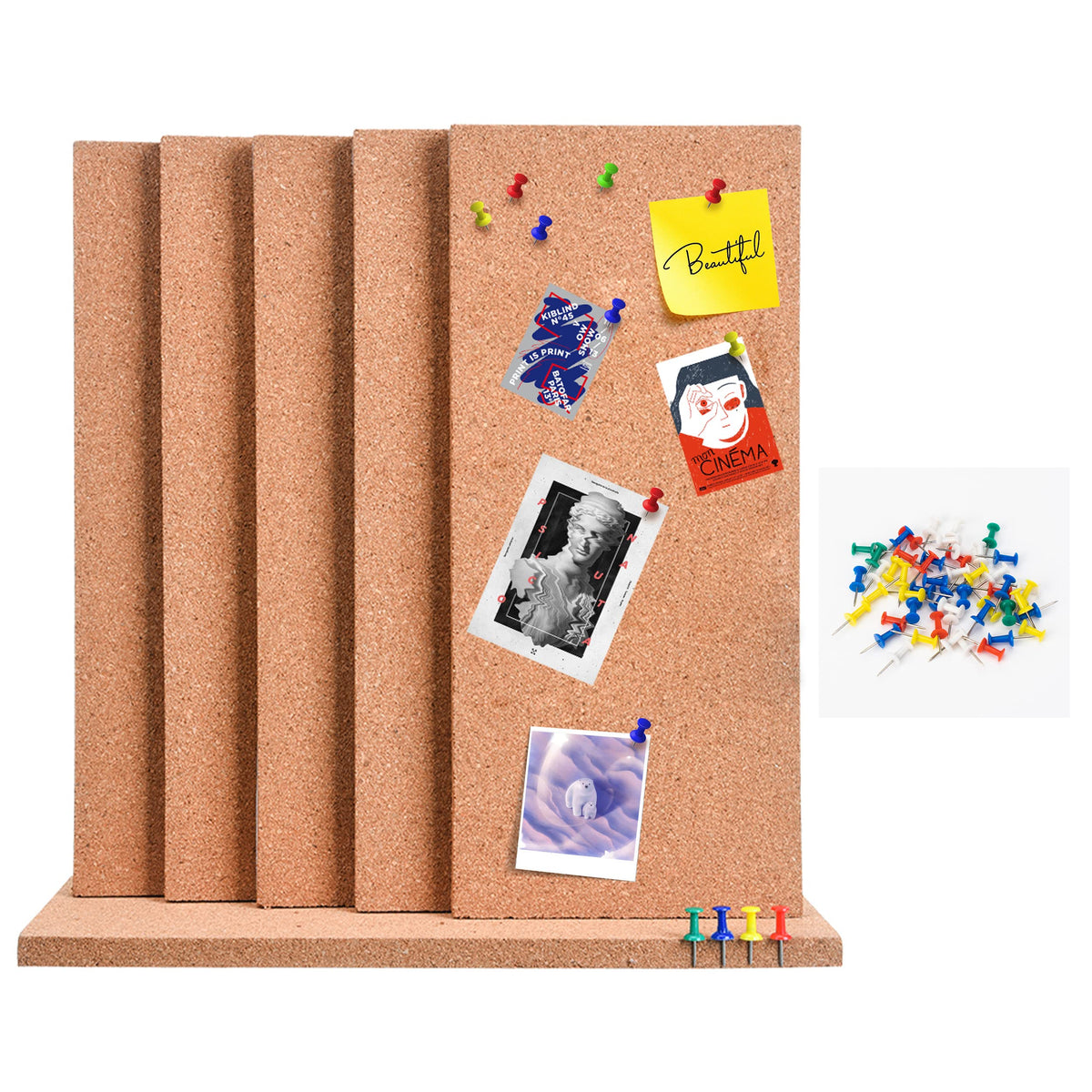 SUNGIFT 17 x 8 Inch Cork Bulletin Board 6 Pack, 1/2" Thick for Office/Home