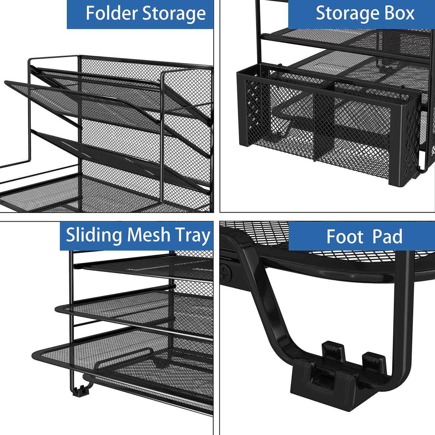 Simple Trending 7 Tier Desk File Organizer, Letter Tray Paper Organizer with Pen Holder and Metal