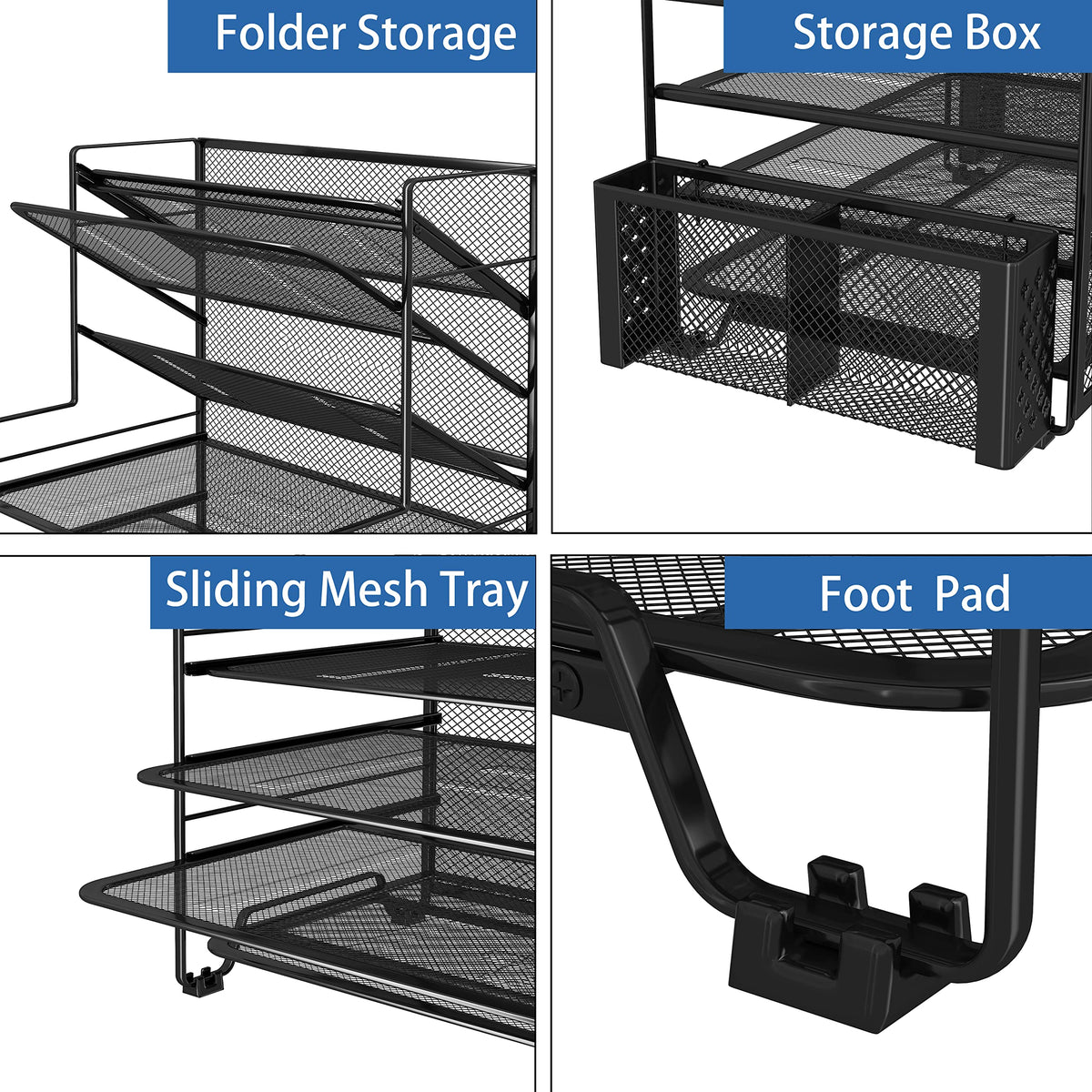 Simple Trending 7 Tier Desk File Organizer, Letter Tray Paper Organizer with Pen Holder and Metal