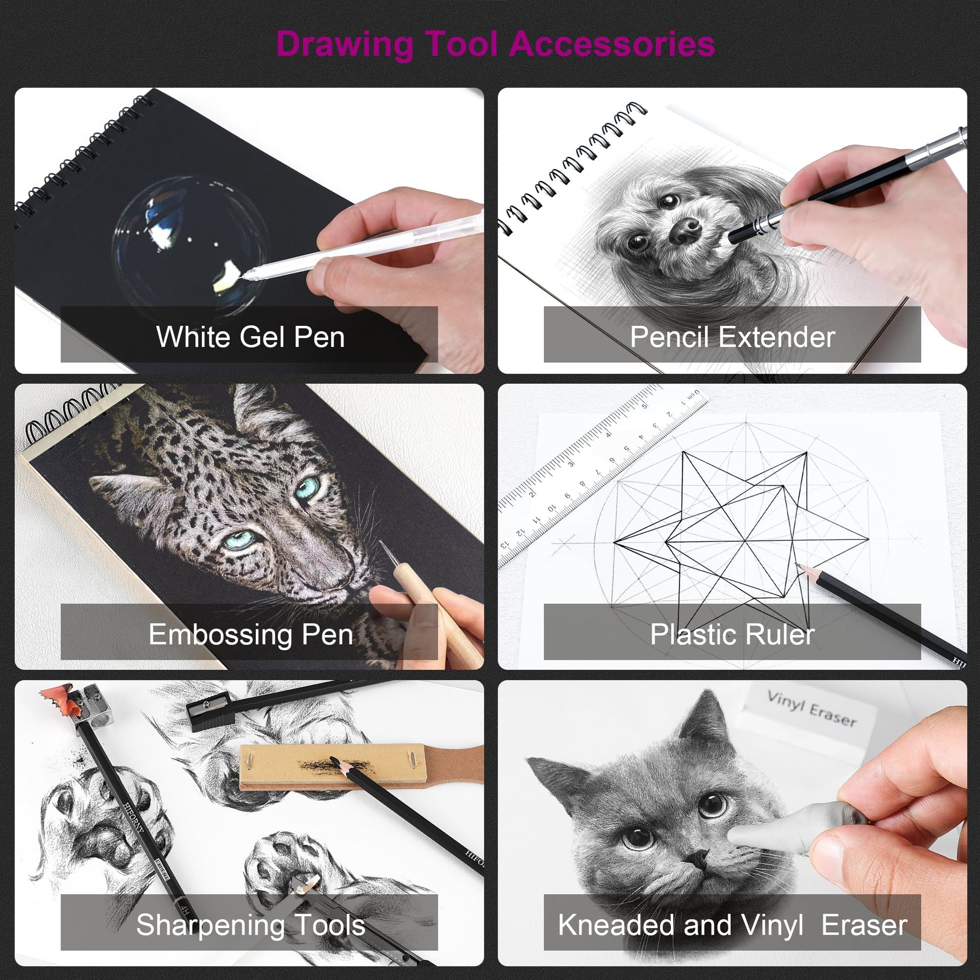 HIFORNY 100 PCS Drawing Set Sketching Kit,Sketch Pencils Art Supplies with