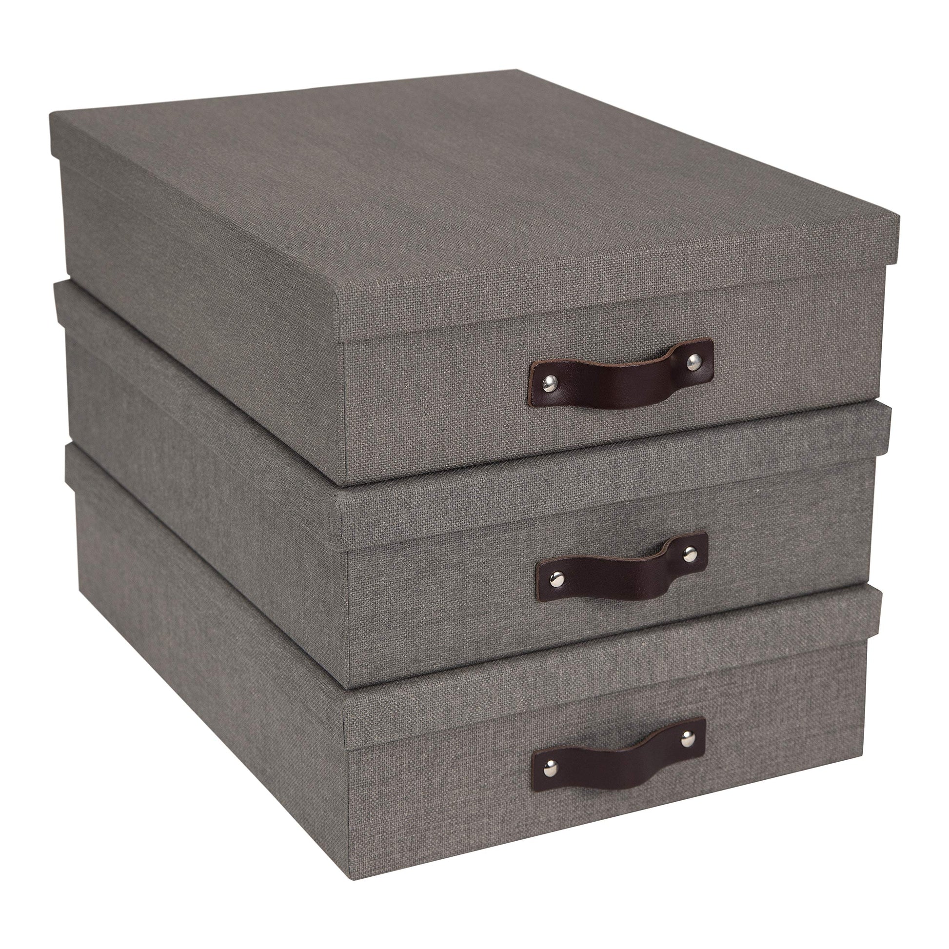 Bigso Oskar Canvas Fiberboard Document Letter Box - File Organizer Box for Important Paperwork