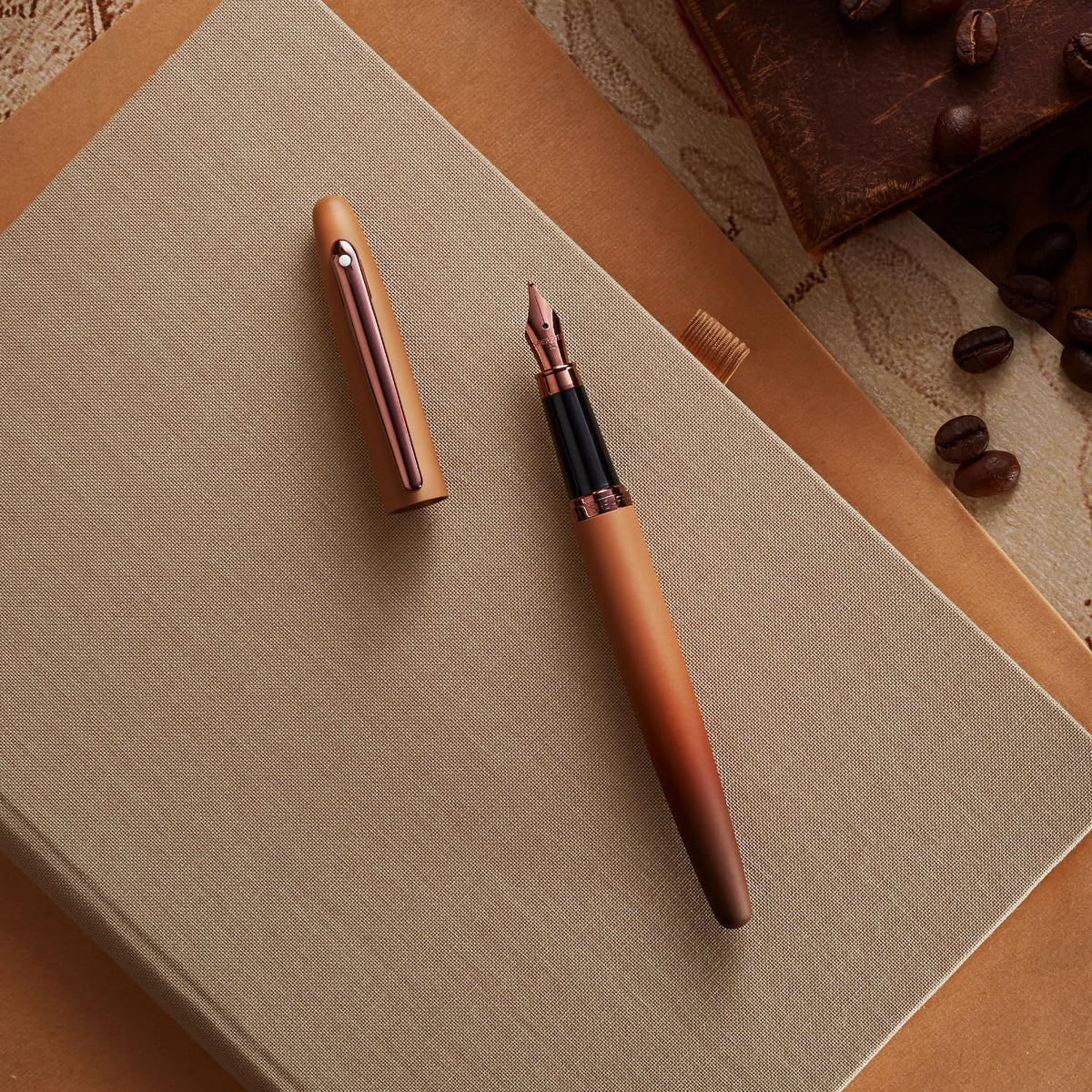 Sheaffer VFM 9428 Coffee Edition Matt Brown Fountain Pen with Regal Brown PVD Trims - Medium