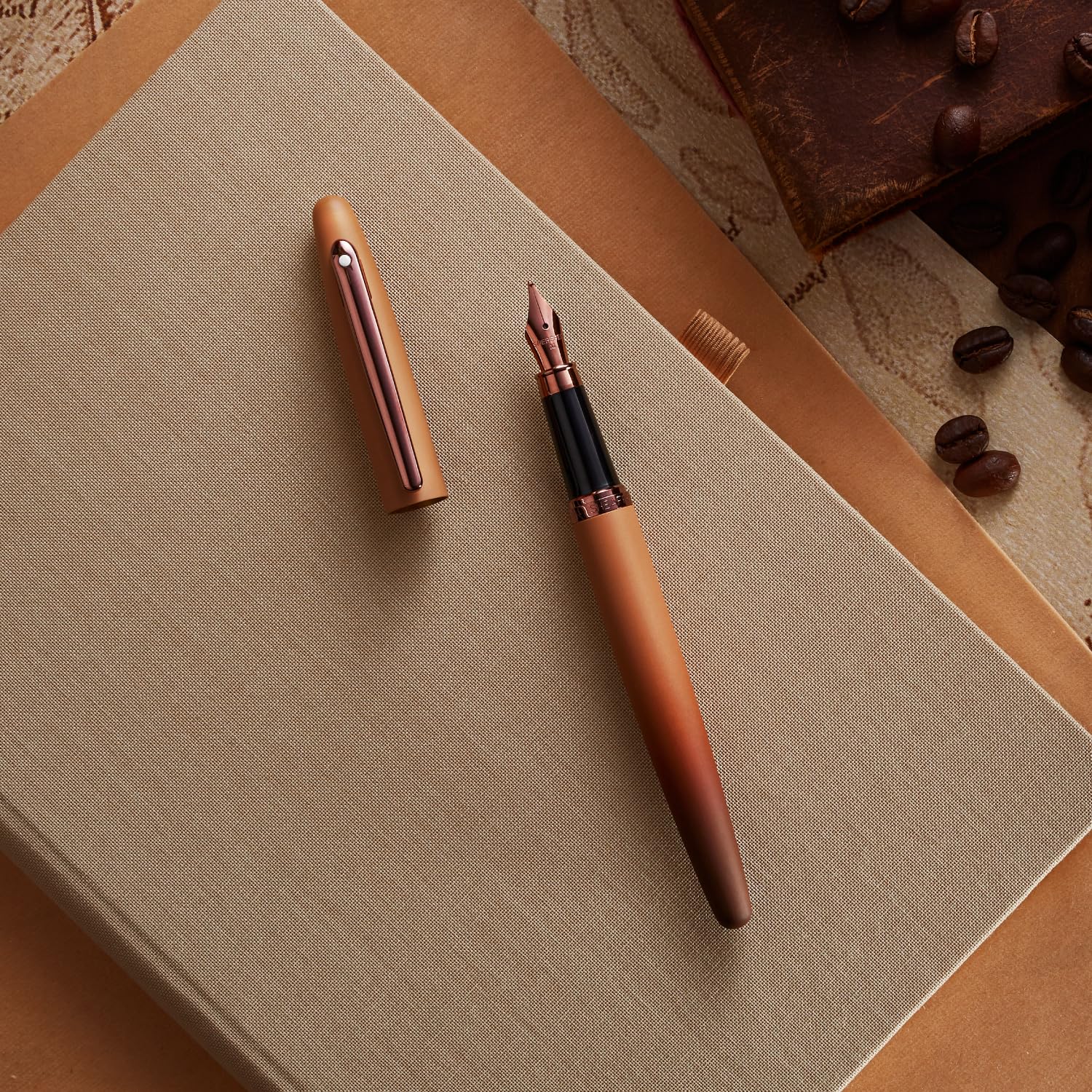 Sheaffer VFM 9428 Coffee Edition Matt Brown Fountain Pen with Regal Brown PVD Trims - Medium