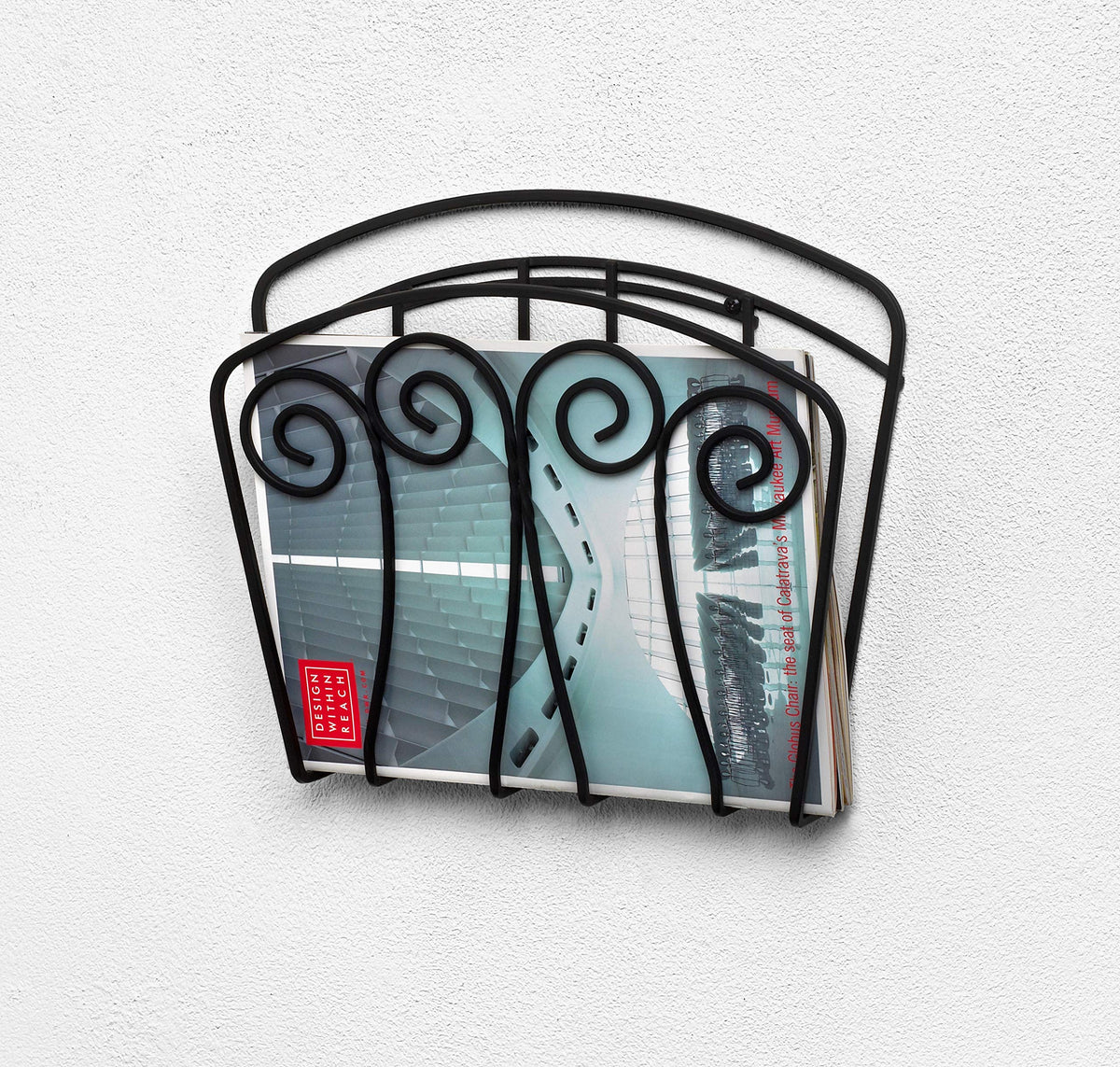 Spectrum Diversified Scroll Wall Mount Magazine Rack, Wall-Mounted Newspaper & Catalog Holder for