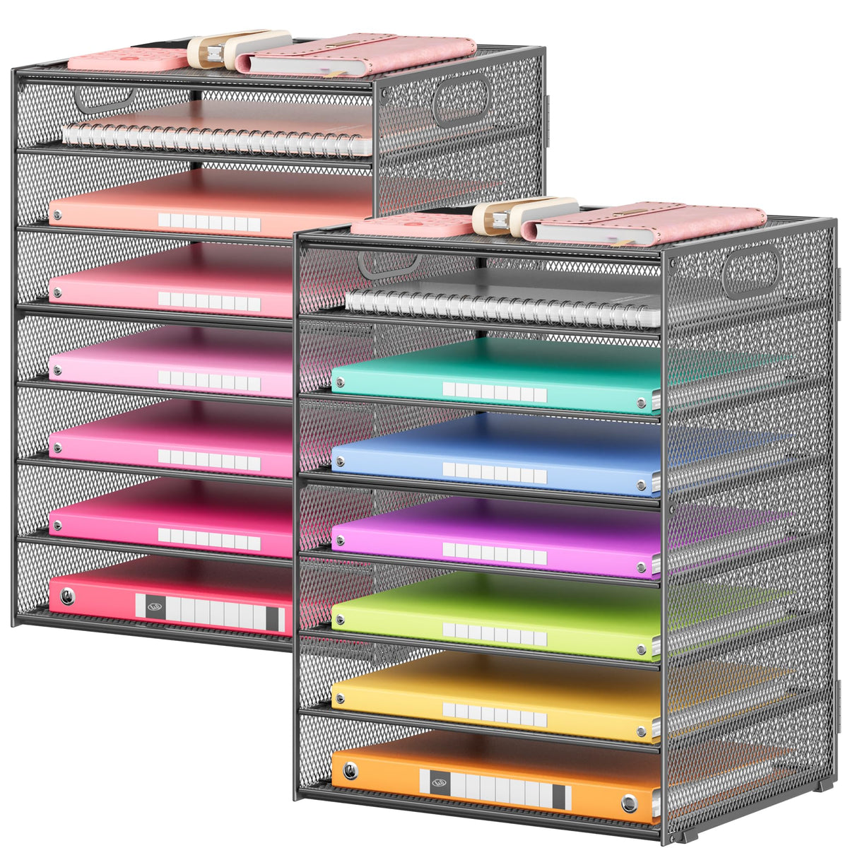 Lavatino 2 Pack 8-Tier Office Desk File Organizer, Letter Tray Paper Organizer with Handle