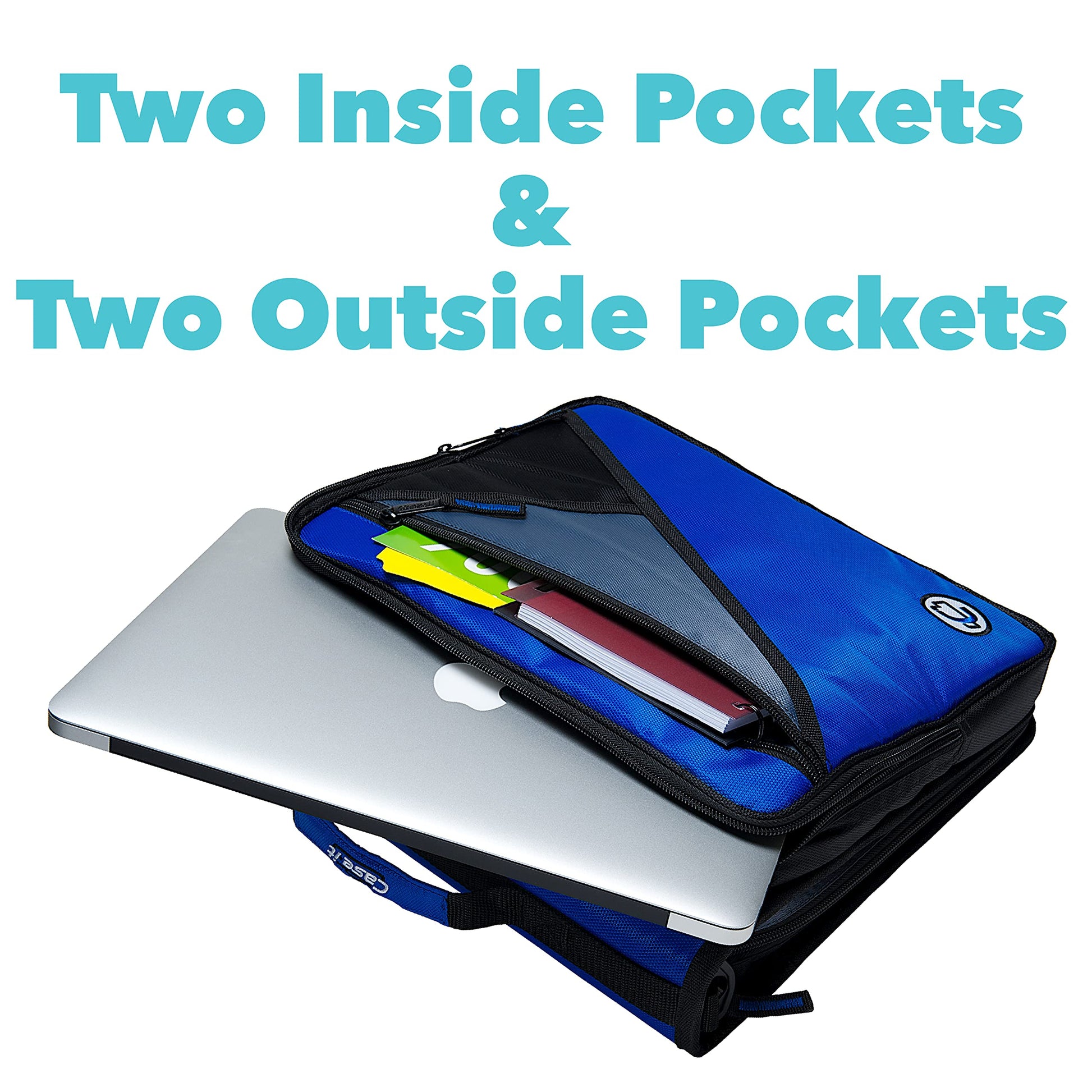Case-it School Zipper Binder | 2-Inch O-Rings | 400-Sheet | LT-007 Blue