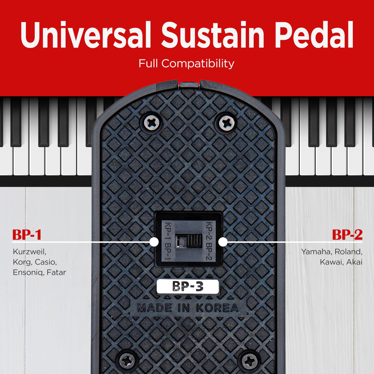 VALDI BP-3 Sustain Pedal - Universal Pedal for Keyboard Piano, Digital Pianos, MIDI Keyboards &