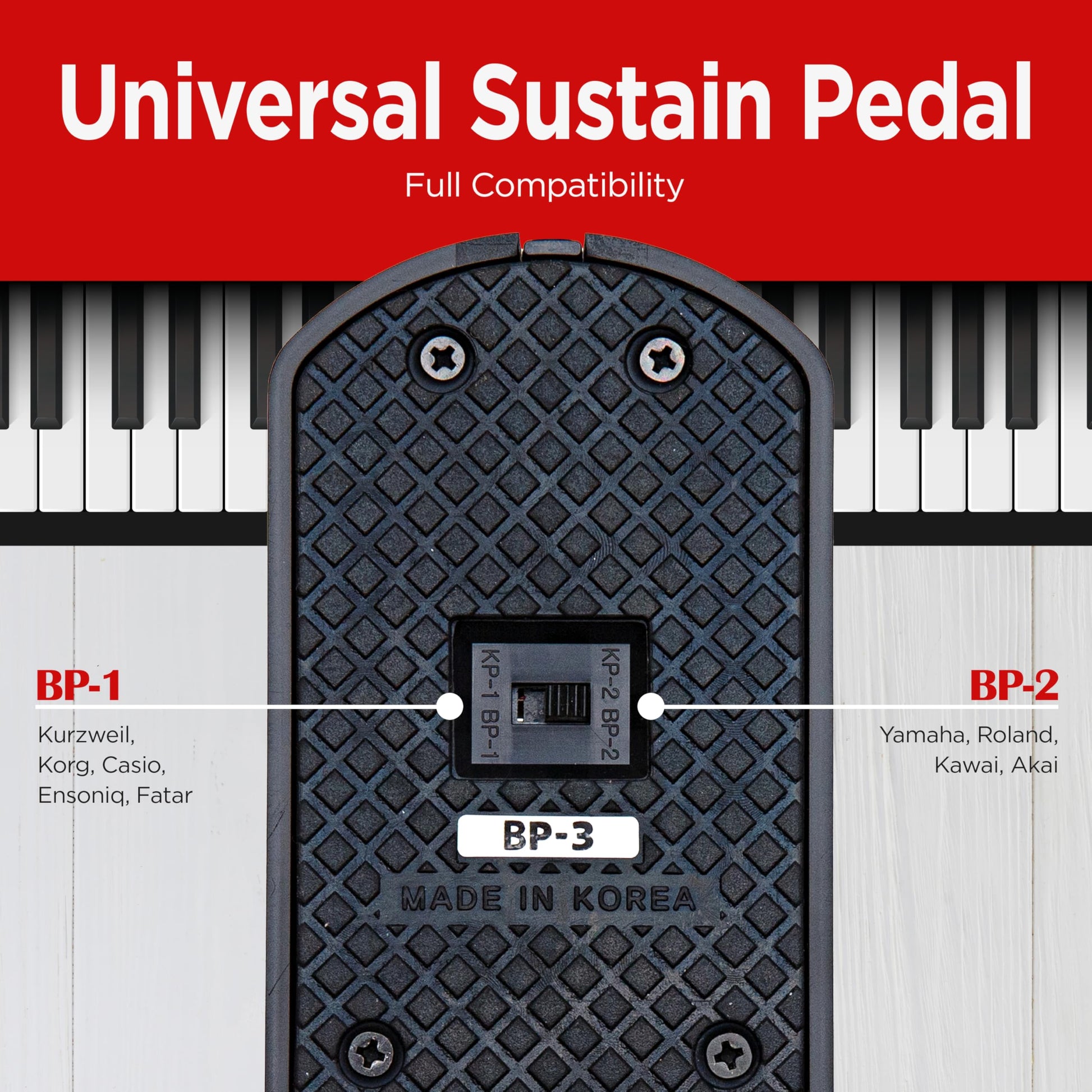 VALDI BP-3 Sustain Pedal - Universal Pedal for Keyboard Piano, Digital Pianos, MIDI Keyboards &