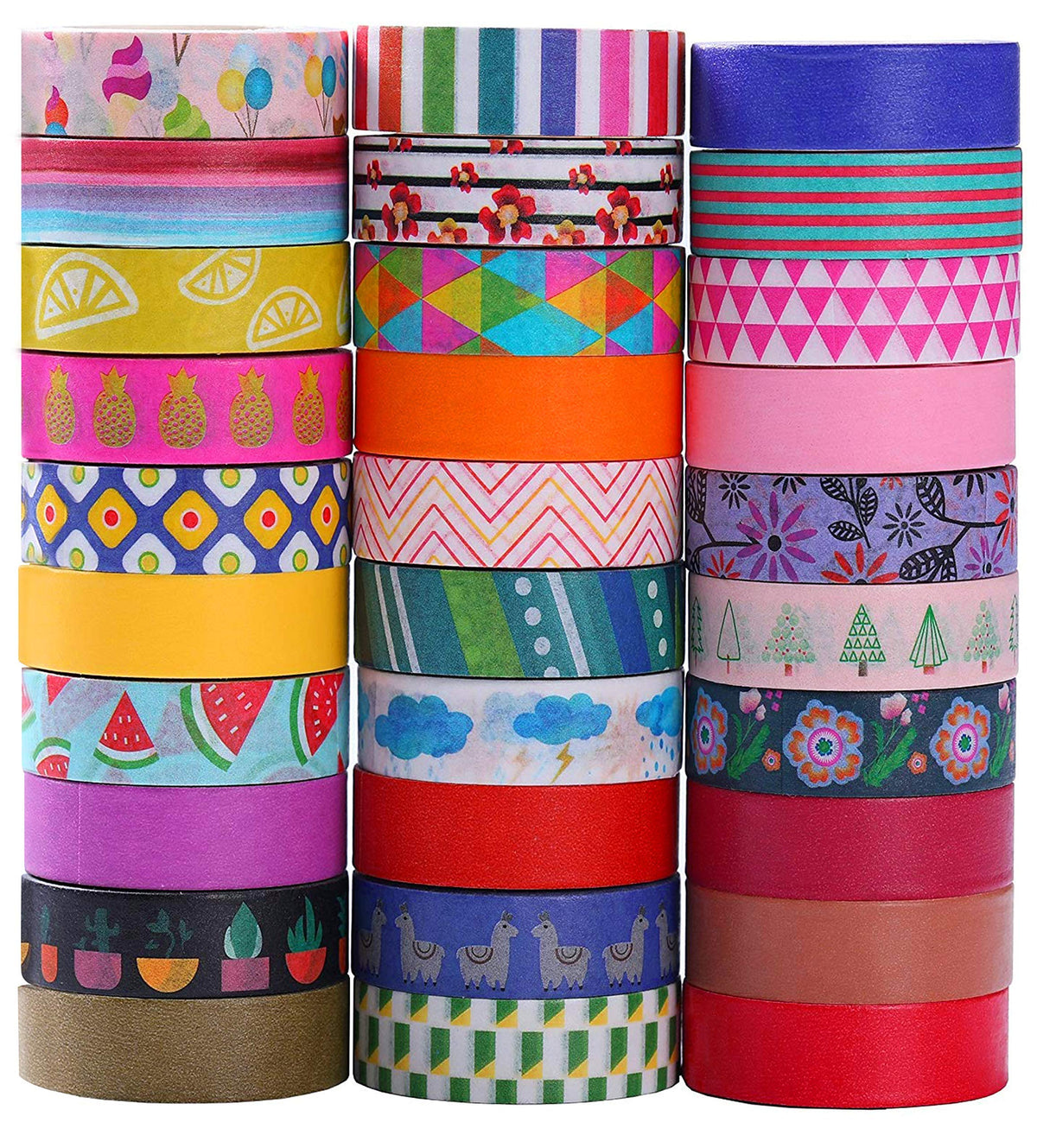 MPOPUUL Ninico 30 Rolls Washi Tape Set - 10mm Wide, Colorful Flower Style Design, Decorative