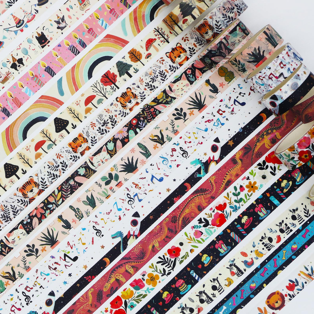 Washi Tape Set 39 Rolls - Cute Animal Colored Decorative Adhesive Tape for Kids, Masking Tape for