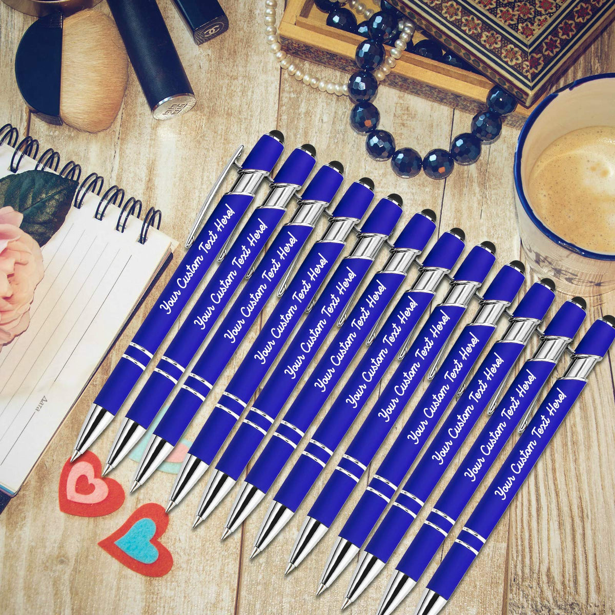 Amlion Custom Pens Personalized Bulk, Customized Ballpoint Pens with Stylus Name Message Logo