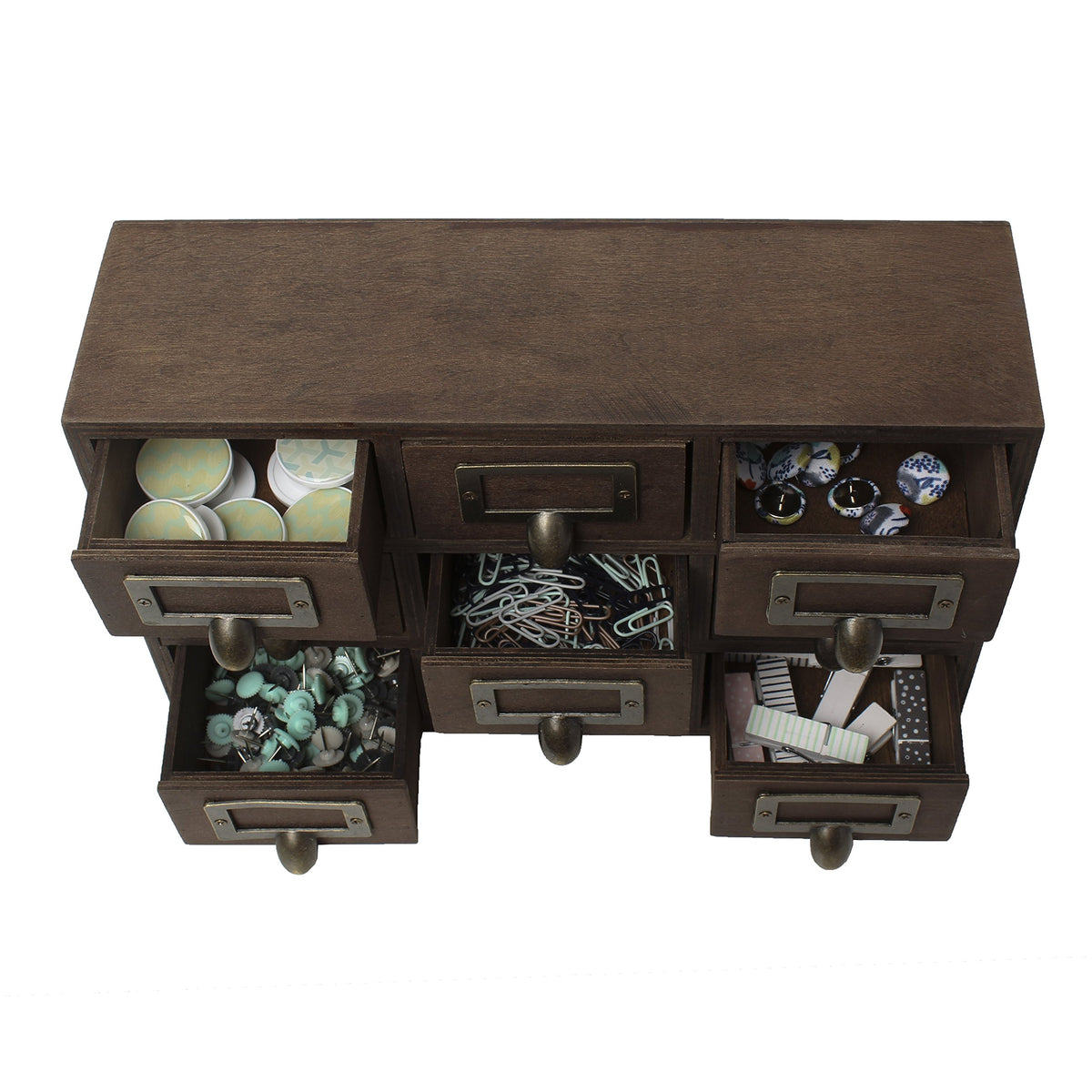Kate and Laurel Apothecary Wood Desk Drawer Set, 9 Drawers, Rustic Brown
