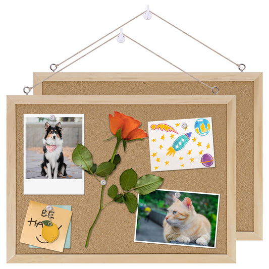 DAHAPYBOO Cork Boards for Office with Pin Oak Wood Board 2 Pack,11X15