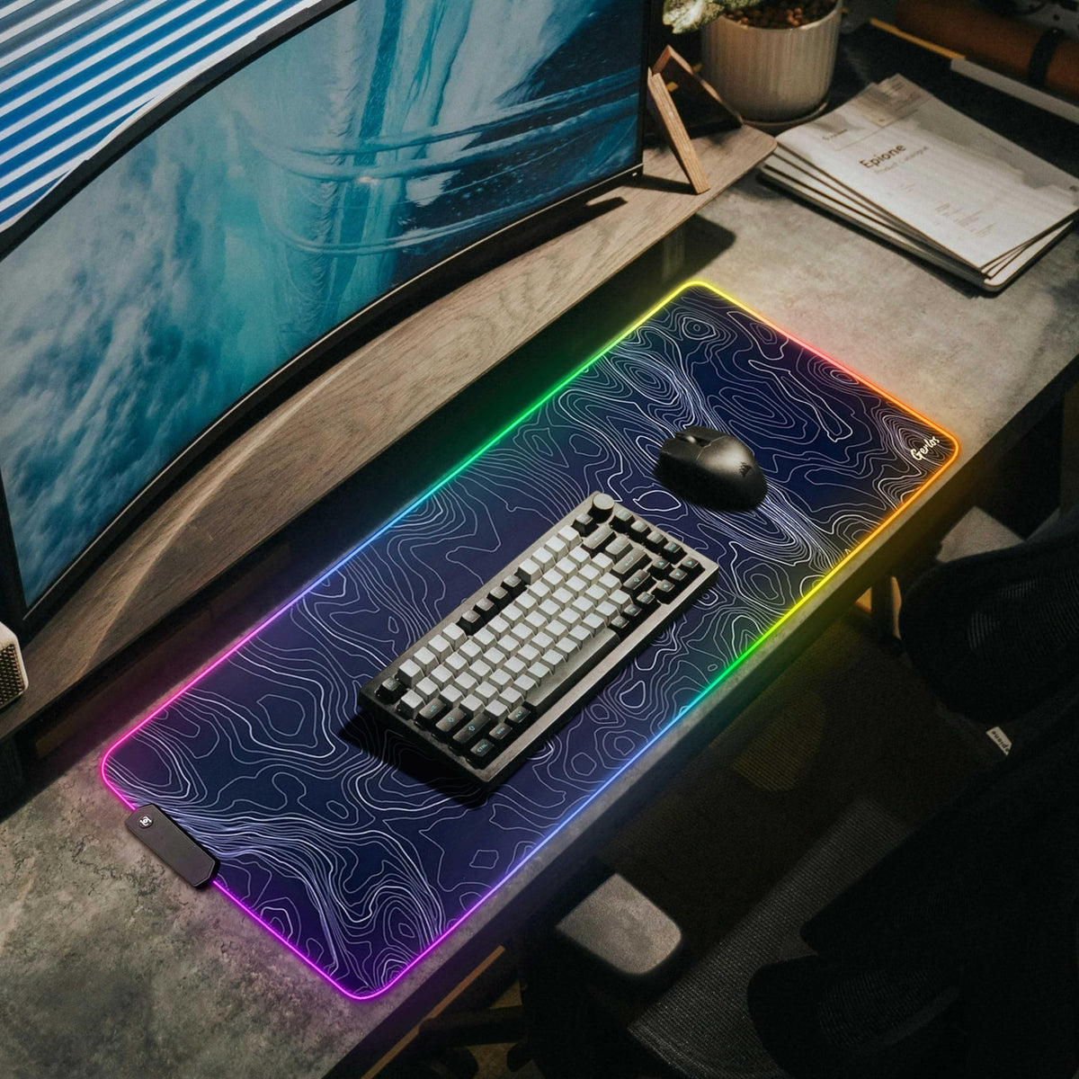 Gerlos RGB Gaming Mouse Pad, Large LED Desk Mat for Gamer, 31.5" x 11.8"