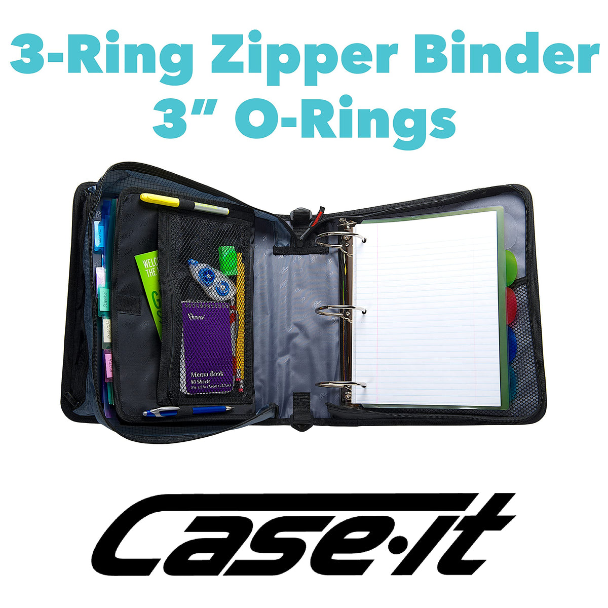 Case-it School Zipper Binder | 3-Inch Capacity | D-146 Purple