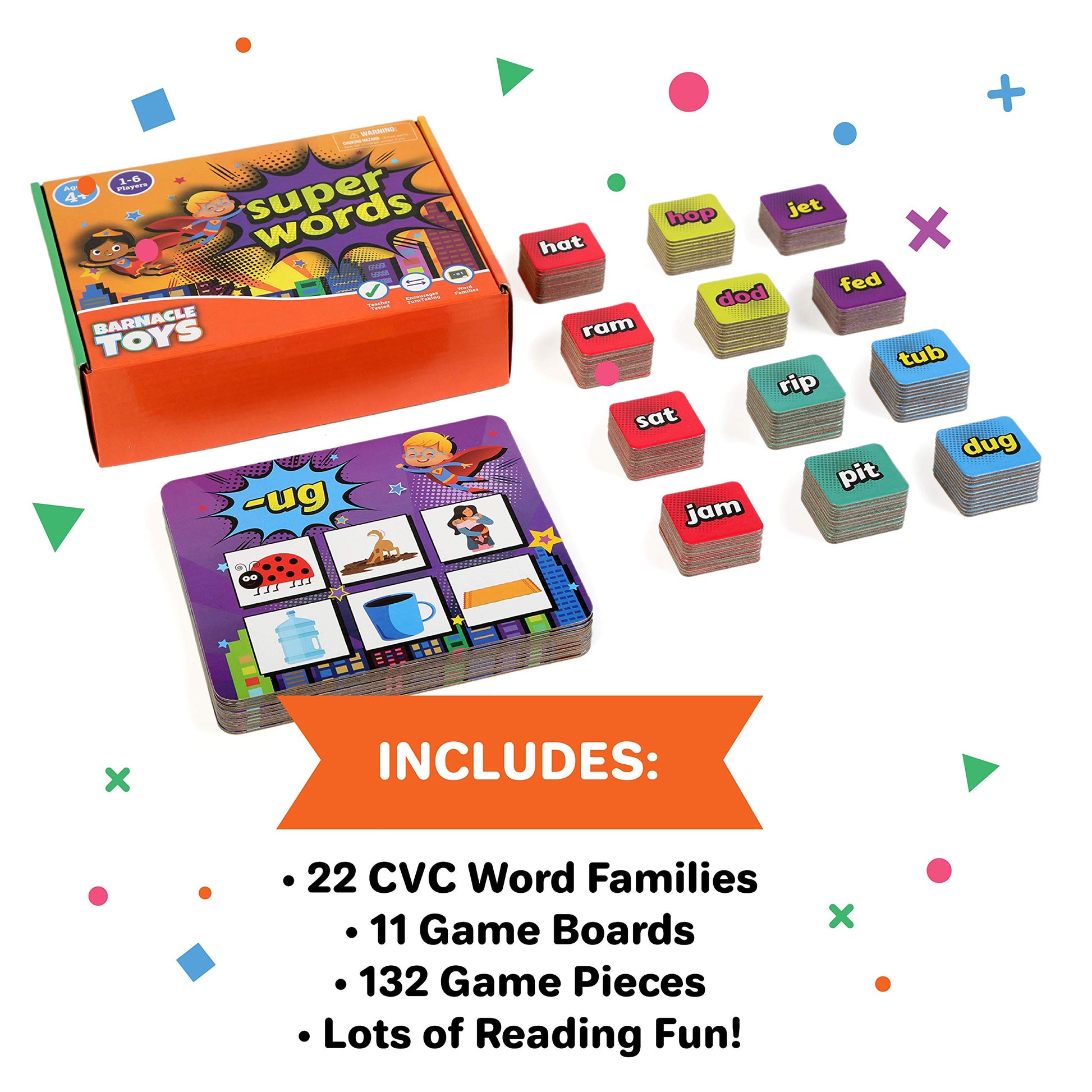 Super Words - CVC Word Builders, Phonics Games, Rhyming Words Game for Kids, Kindergarten Learning