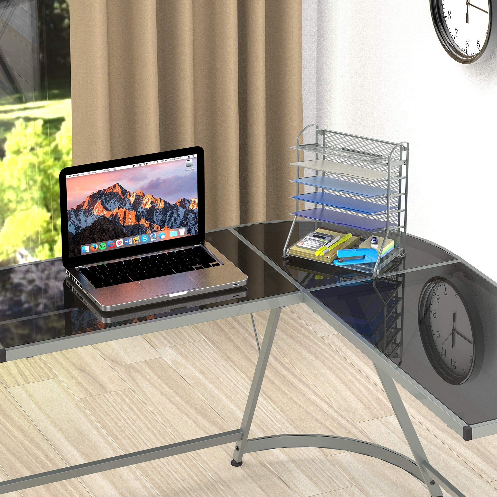 Simple Houseware 6-Tier Desk Organizer & Sliding Paper Tray, Silver