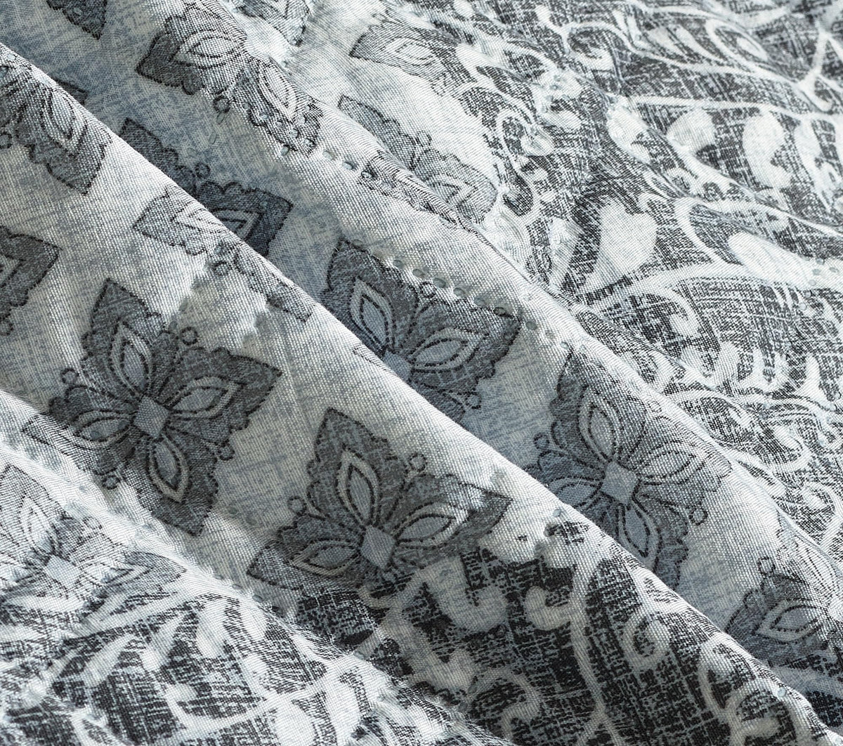 Brilliant Sunshine Grey Flowers Patchwork Couch Armrest Cover, 35"×13"