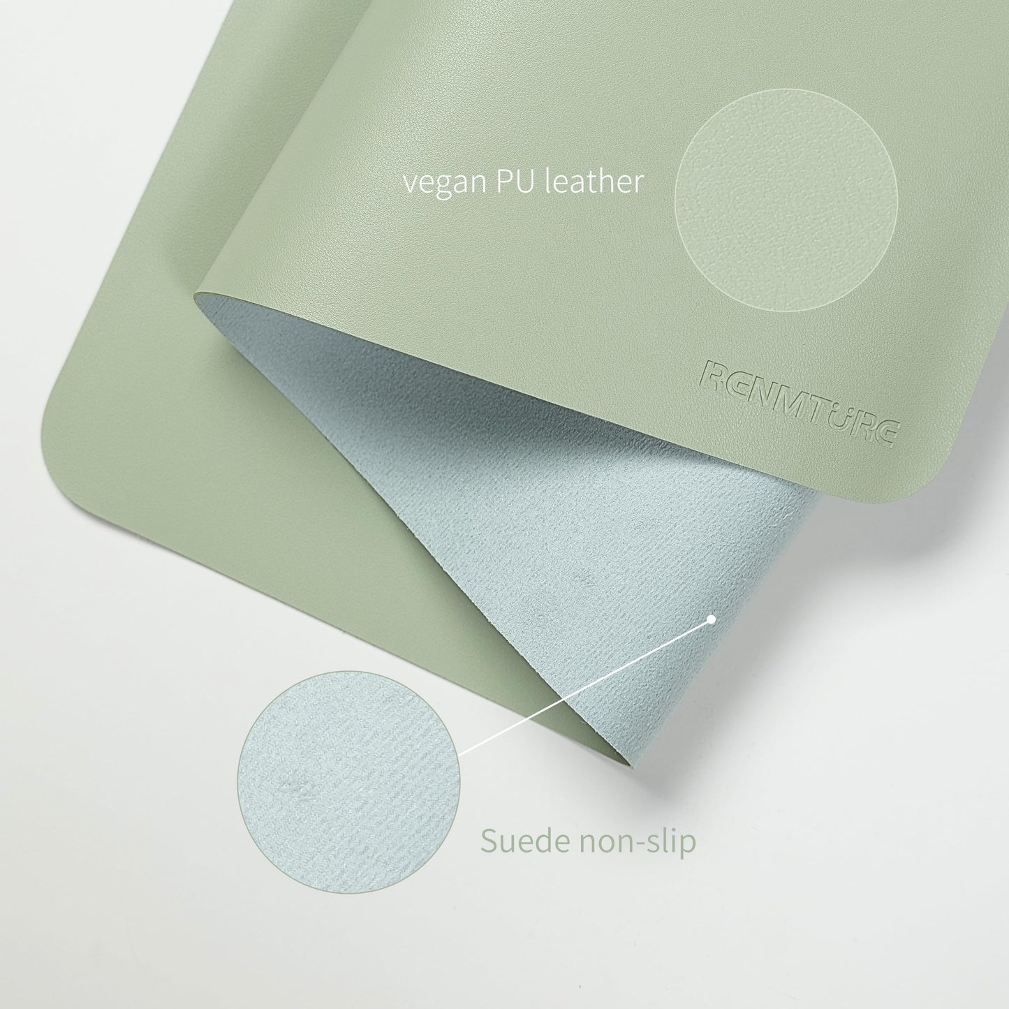RENMTURE PU Mouse Pad, Faux Leather Large Desk Pad, Home Work Office Accessories, Non-Slip Desk