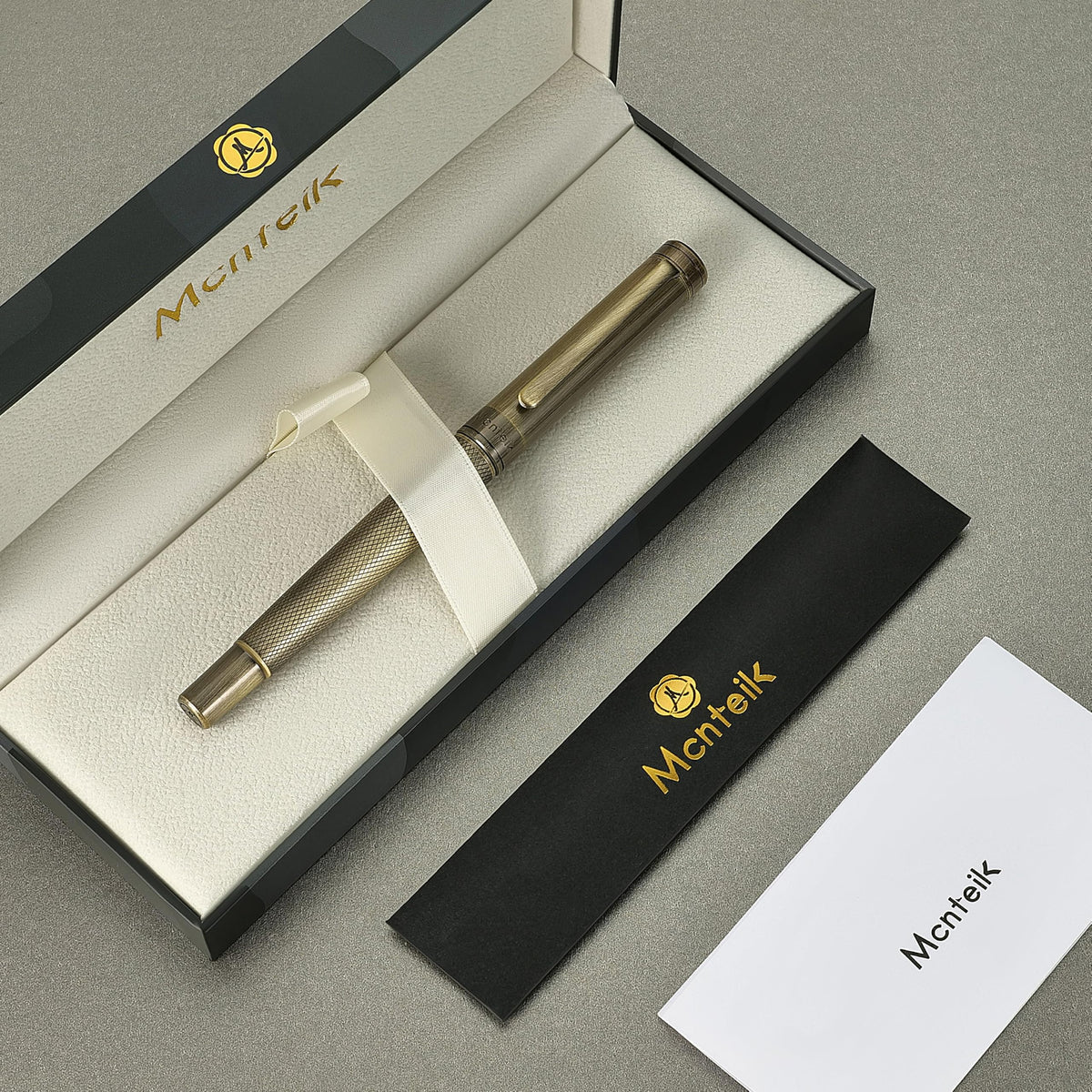 MCNTEIK Bronze Rollerball Pen, Stunning Luxury with Mesh Texture Design、Schmidt Ink Refill, Nice