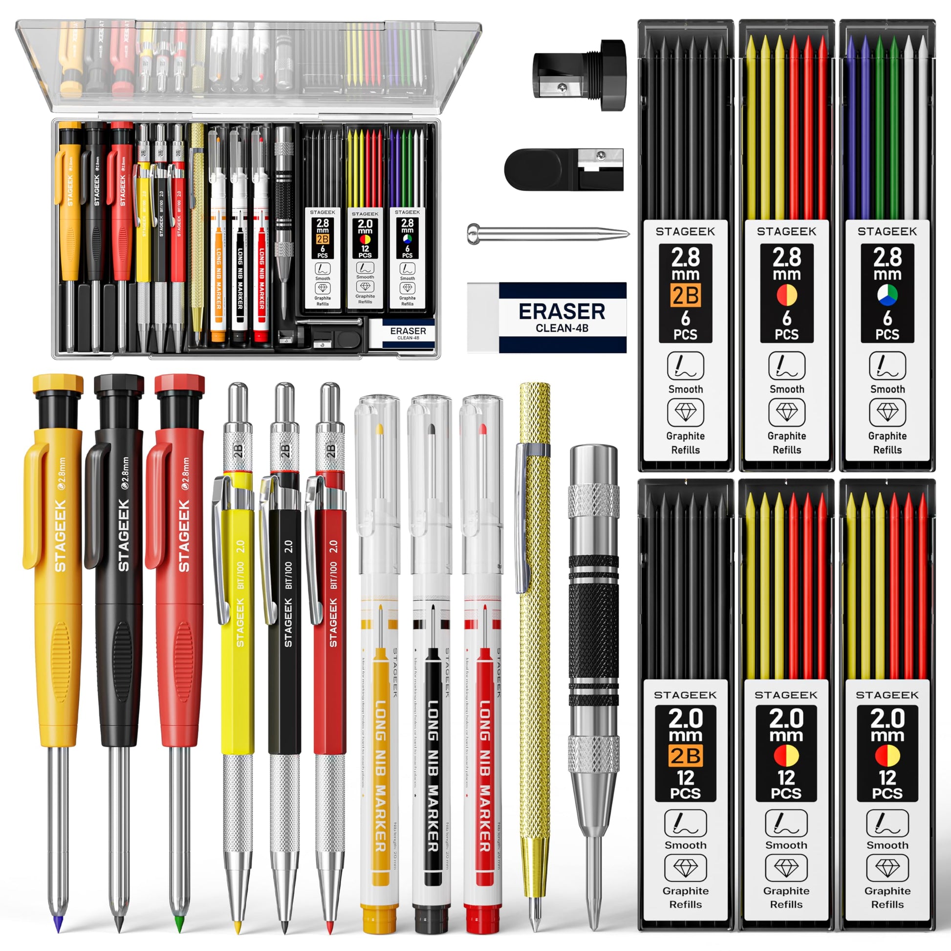 STAGEEK 22 Pack Carpenter Pencil Set with Sharpener