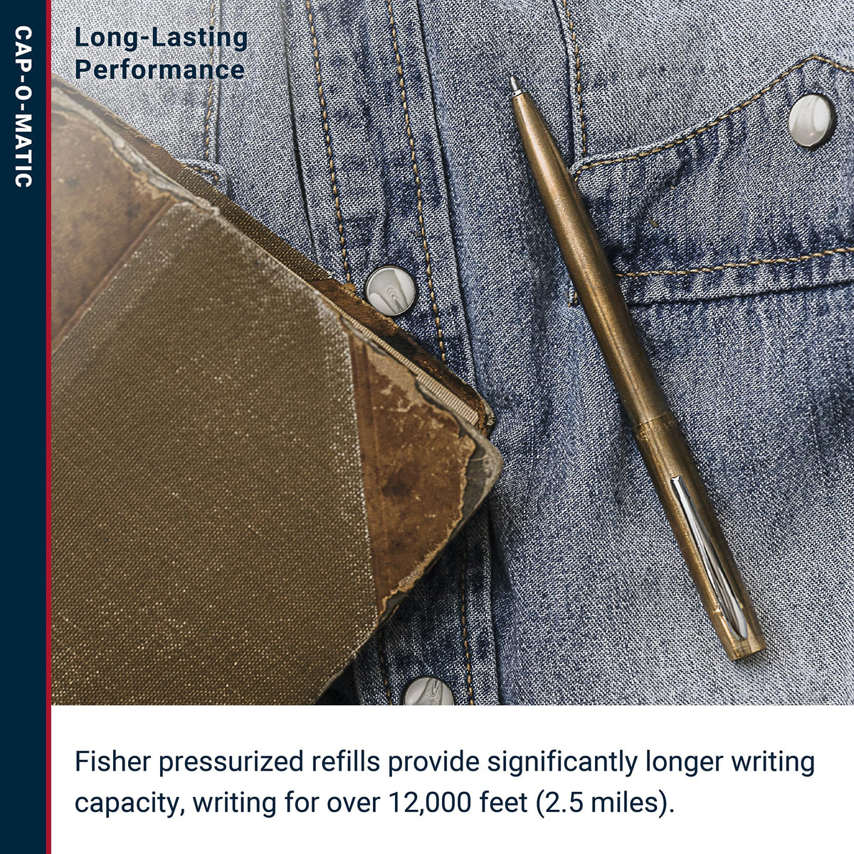Fisher Space Pen Brass Alloy Cap-O-Matic Pen, Black Ink, Gift Box