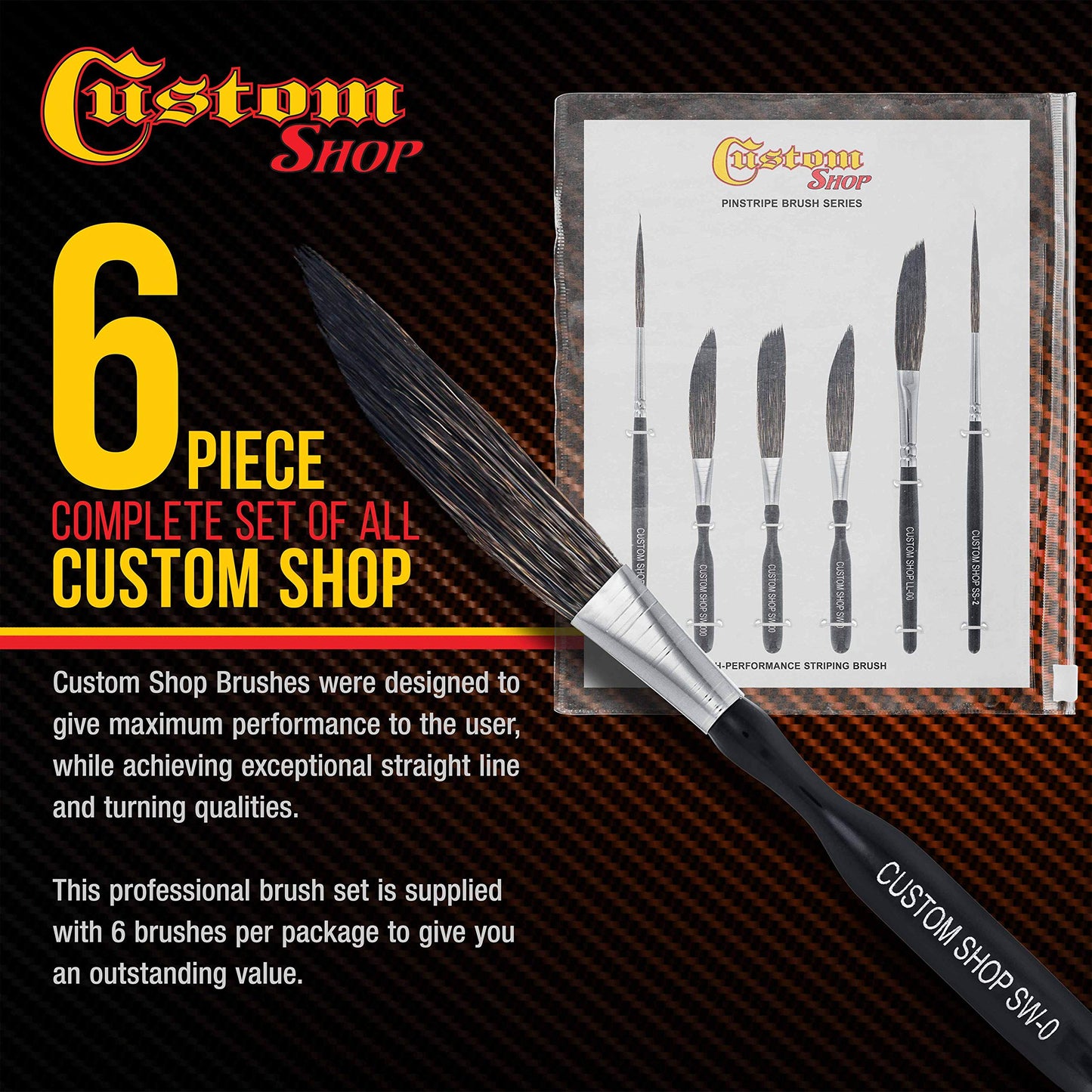 Custom Shop Pinstriping Brush Master Set, High Performance Striping Brushes