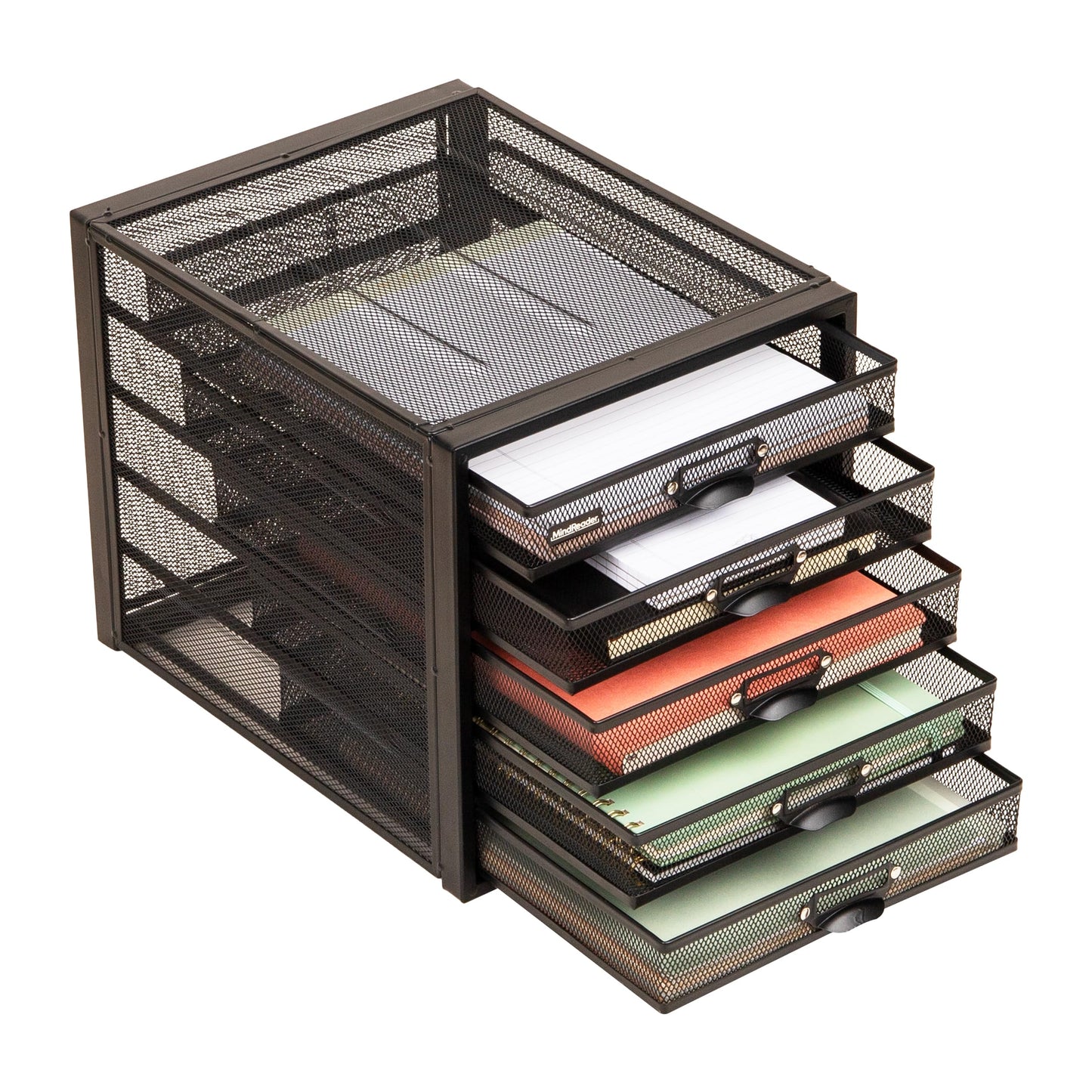 Mind Reader File Storage Drawers, Desk Organizer, Multi-Purpose, Crafts, Office, Metal, Black