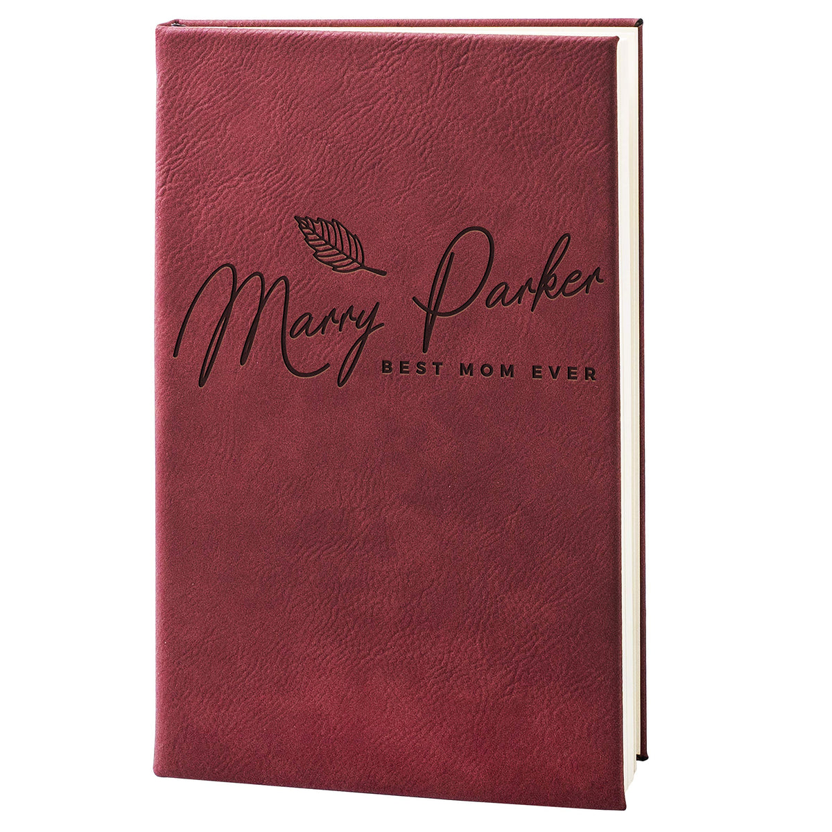Personalized Leather Journal, Burgundy, Lined Pages - Notebook for Women, Men, Traveler
