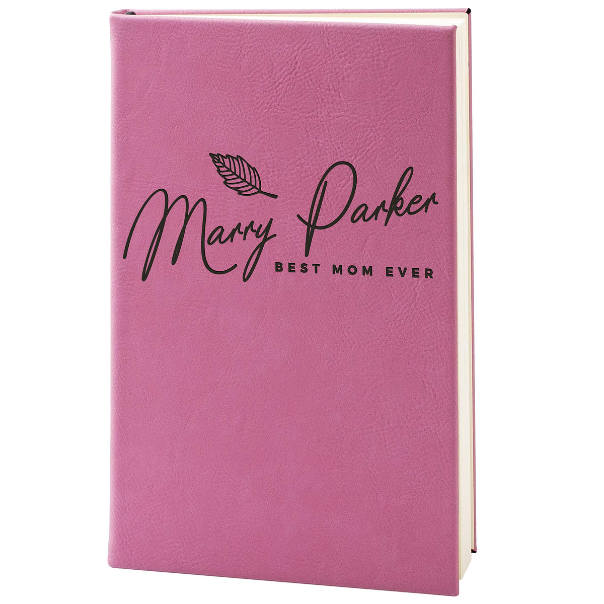 Personalized Leather Journal, Pink, Lined Pages - Notebook for Women, Men, Traveler - Customized