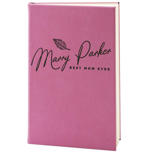 Personalized Leather Journal, Pink, Lined Pages - Notebook for Women, Men, Traveler - Customized