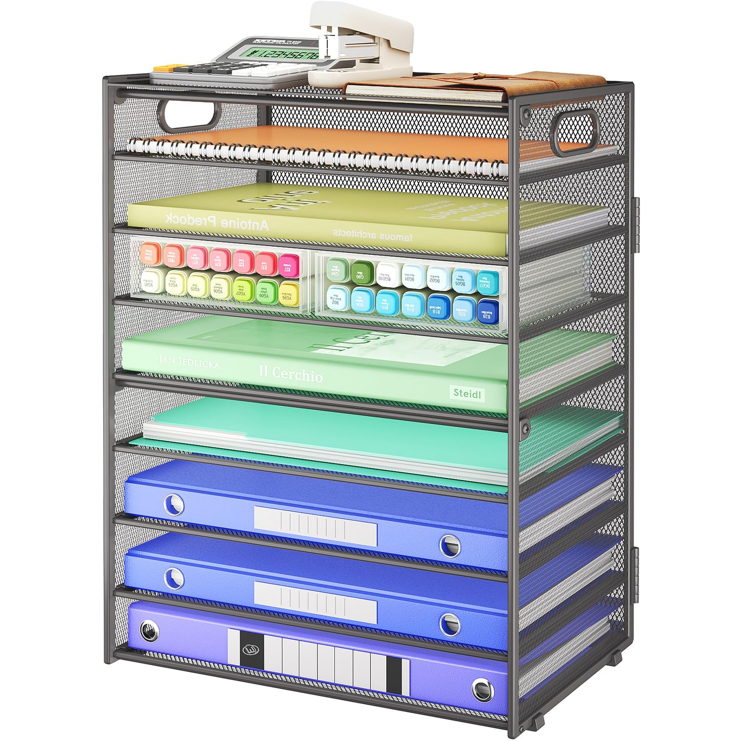 Paper Organizer for Desk Organizers and Accessories,9 Tier Gary Trays