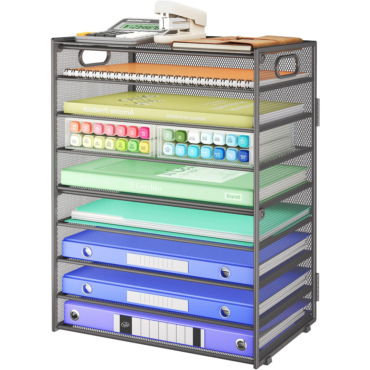 Paper Organizer for Desk Organizers and Accessories,9 Tier Gary Trays