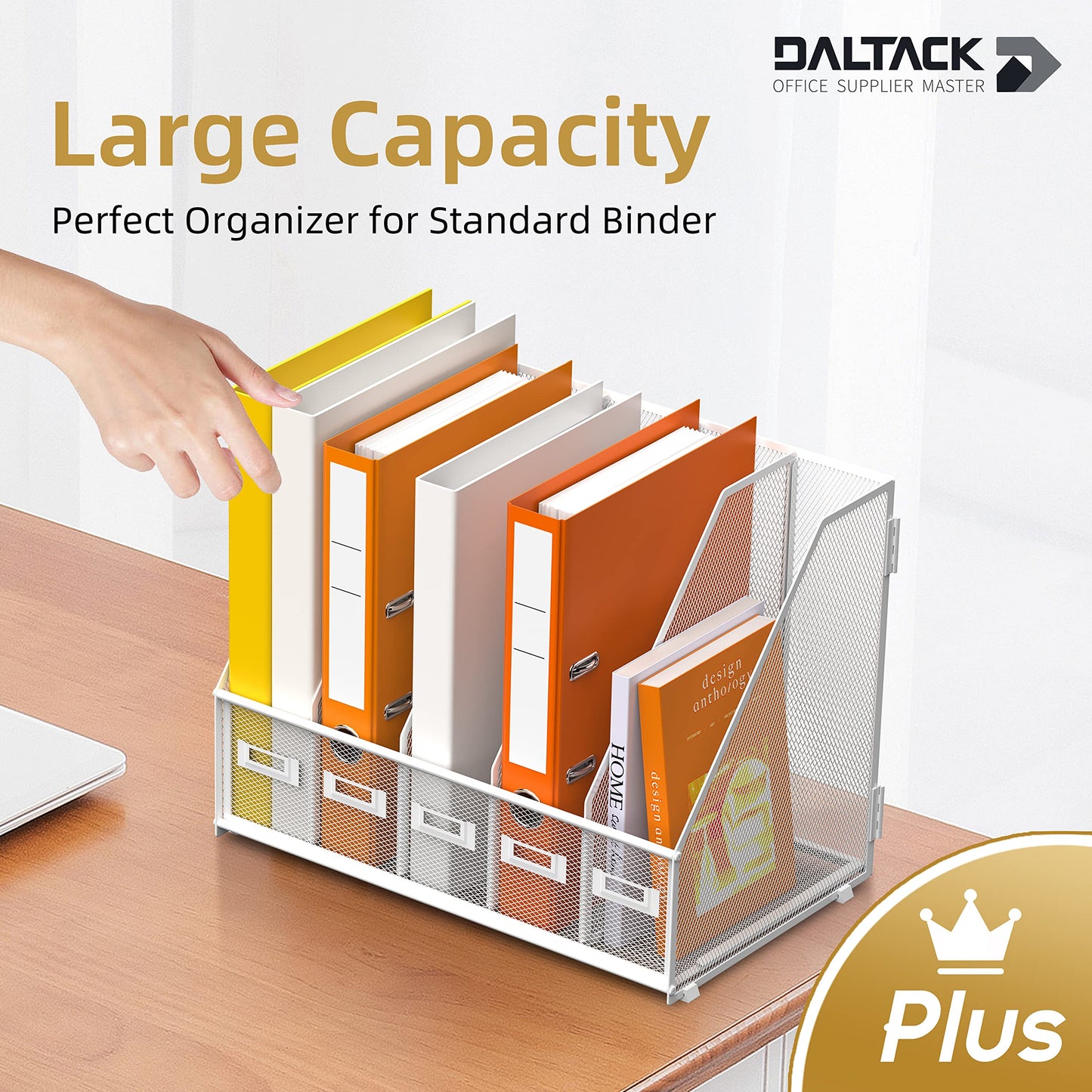 DALTACK 5-Slot Magazine File Holder, Metal Binder Holder, White