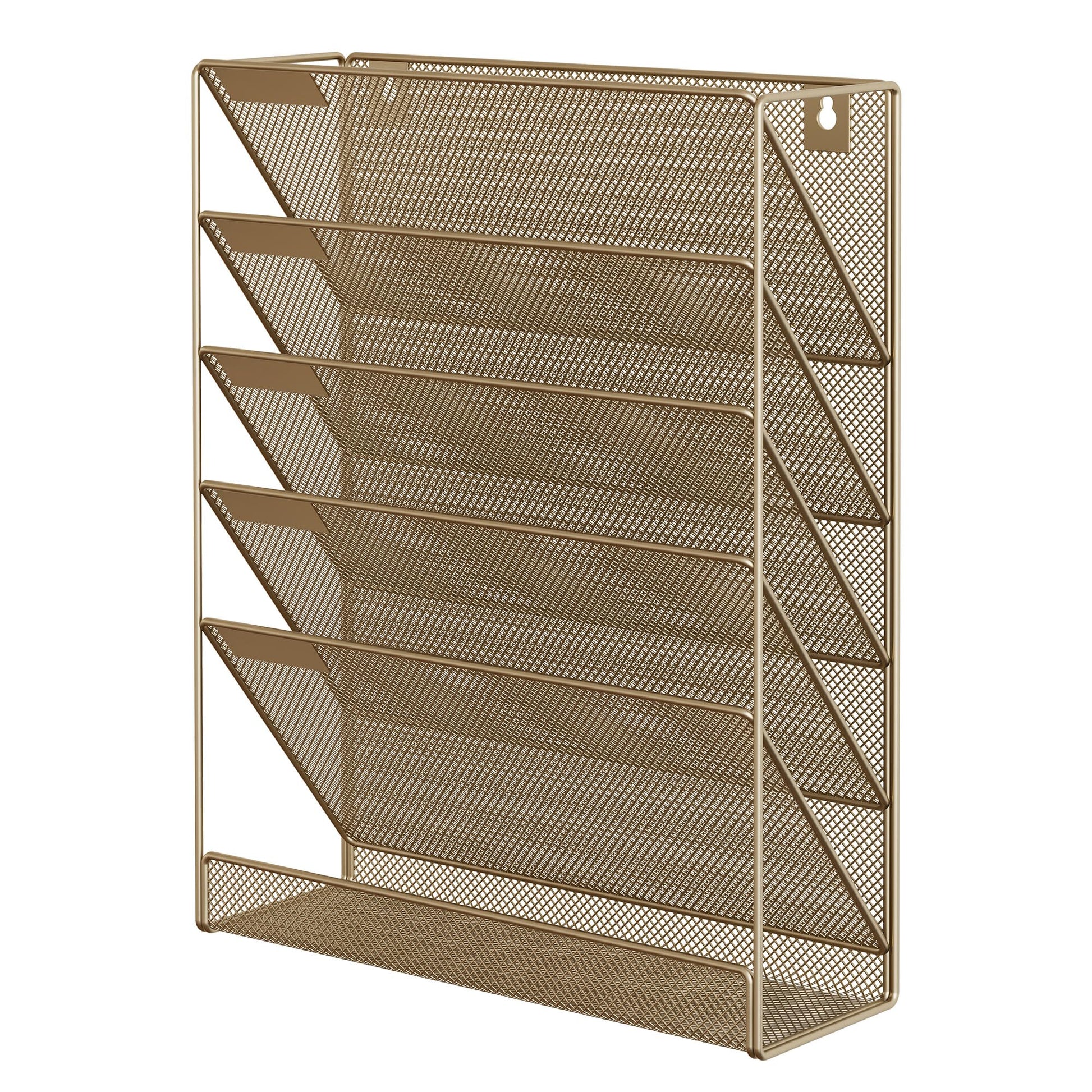 EasyPAG 5 Tier Wall File Holder, Mesh Hanging Folder Organizer with Classify Label, Versatile Desk