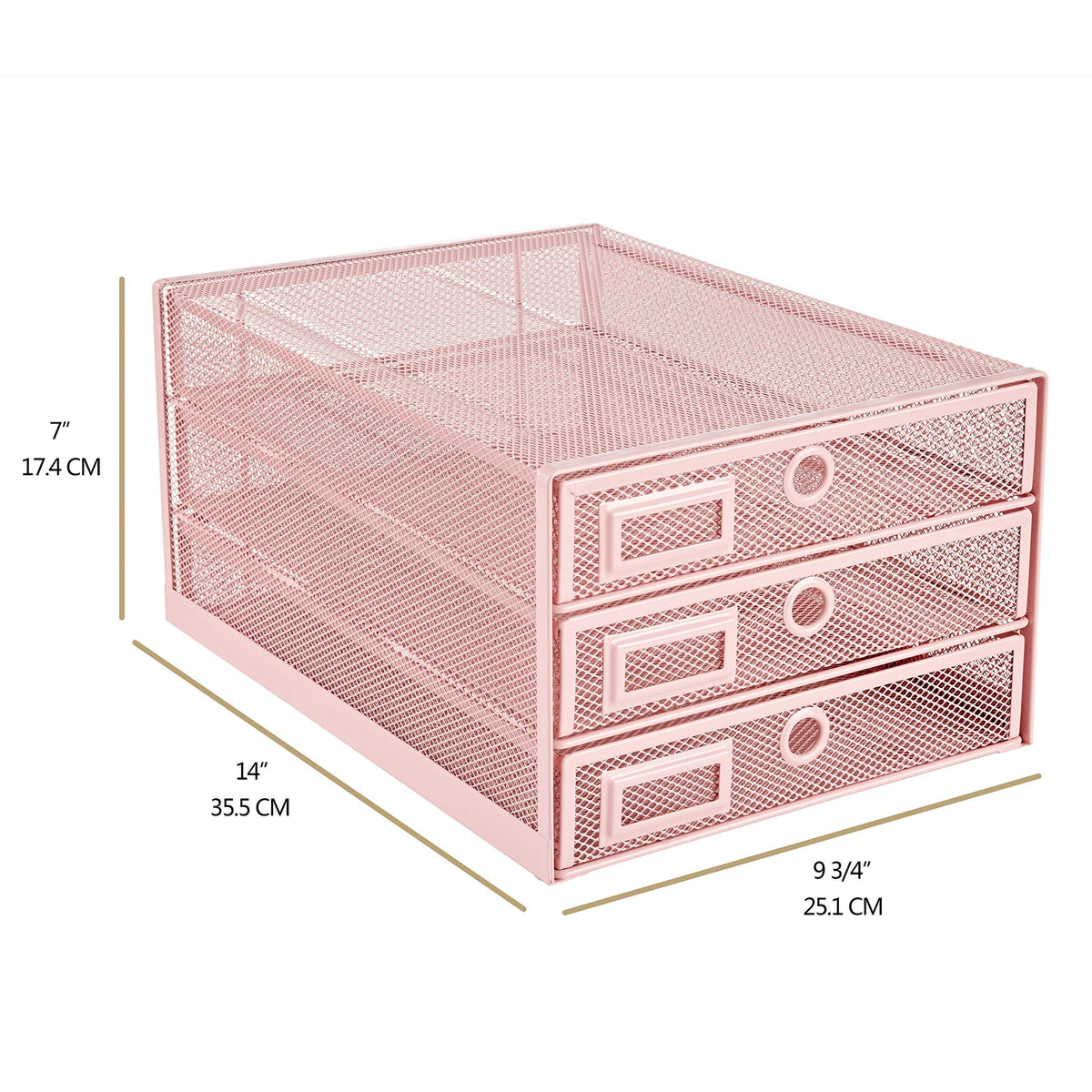 Annova Desk Organizer Wire Mesh 3 Tier Sliding Drawers Paper Sorter/Multifunctional/Premium Solid