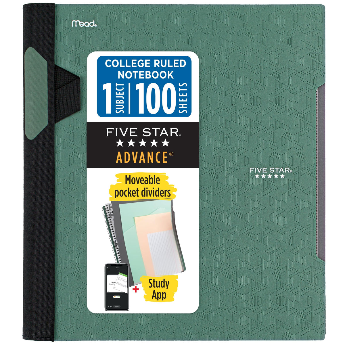 Five Star Advance Spiral Notebook + Study App, 1 Subject, College Ruled Paper, 8-1/2" x 11", 100