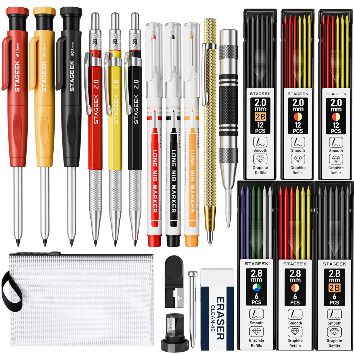 STAGEEK 22-in-1 Carpenter Pencils Set, Mechanical Pencils for Construction