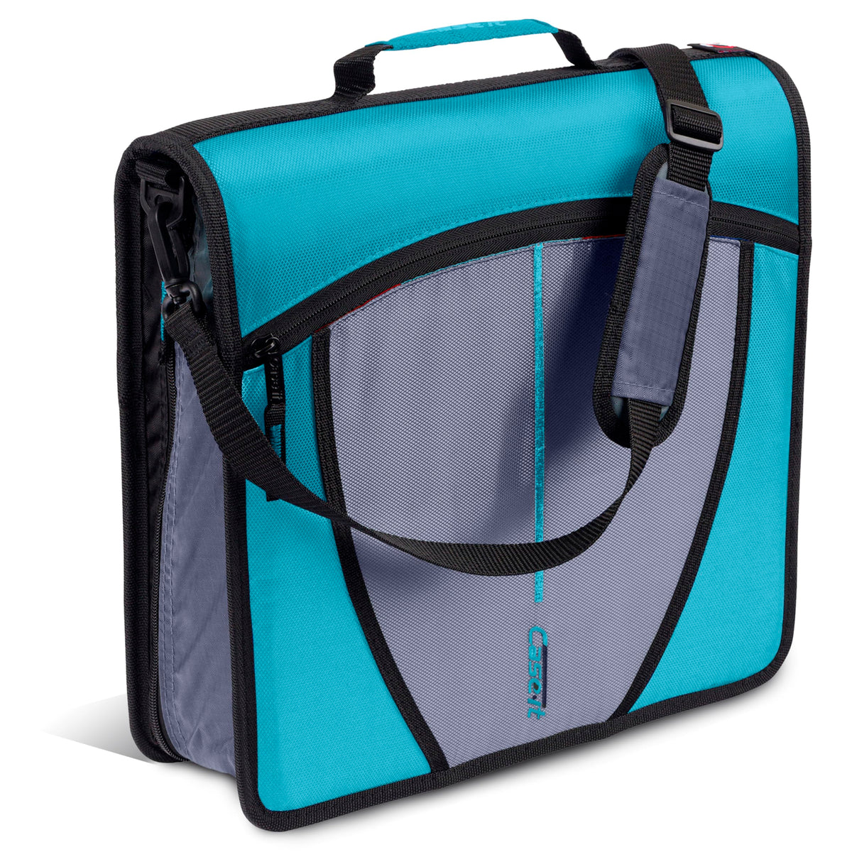 Case-it School Zipper Binder | 3" O-Rings | 600-Sheet | D-146 Aqua Marine