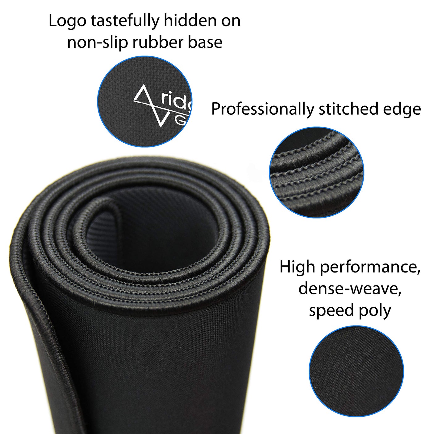 Traverse Ridge Gaming Mouse Pad (5mm) Massive 46 inch | 46x17.3x0.20 Extra Thick | Black | Stitched