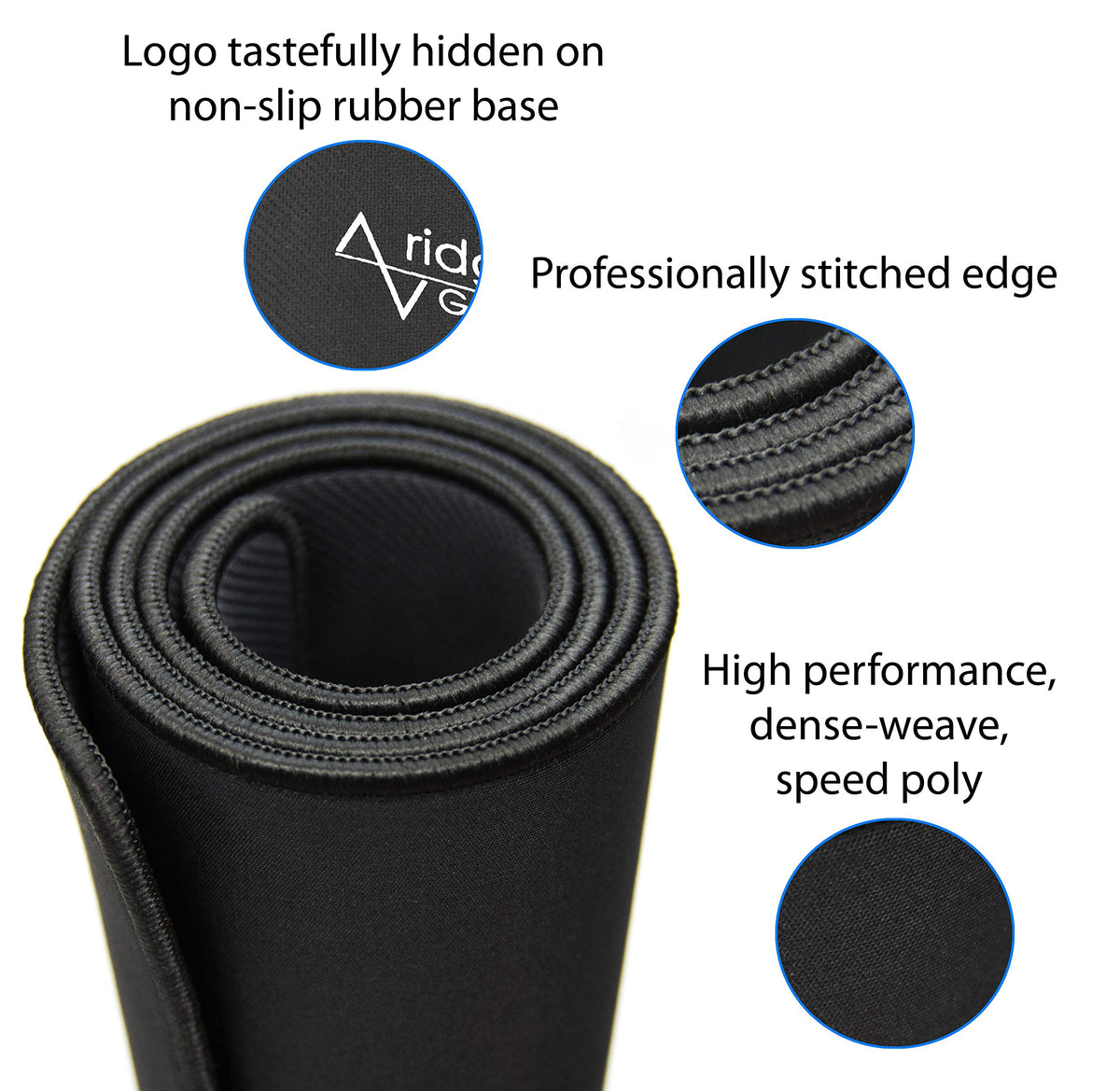 Traverse Ridge Gaming Mouse Pad (5mm) Massive 46 inch | 46x17.3x0.20 Extra Thick | Black | Stitched