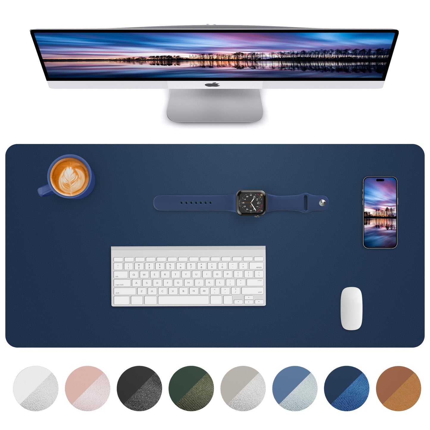 Leather Desk Pad Blotter,Mouse Pad,Office Desk Mat, Non-Slip PU Leather Desk mat,Large Desk