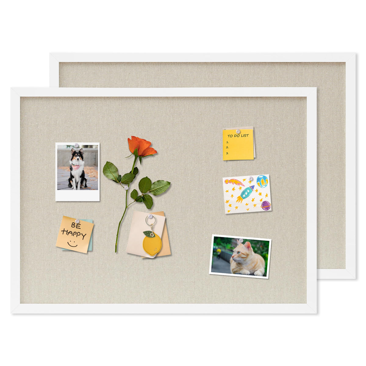 DAHAPYBOO Cork Board with Linen White 2Pack,Bulletin Board 23"x17"