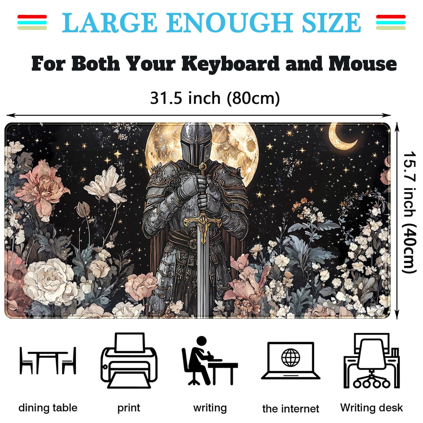 Cute Vintage Floral Mouse Pad Warrior Gaming Desk Mat Retro Flowers Mousepad XXL Large Extended
