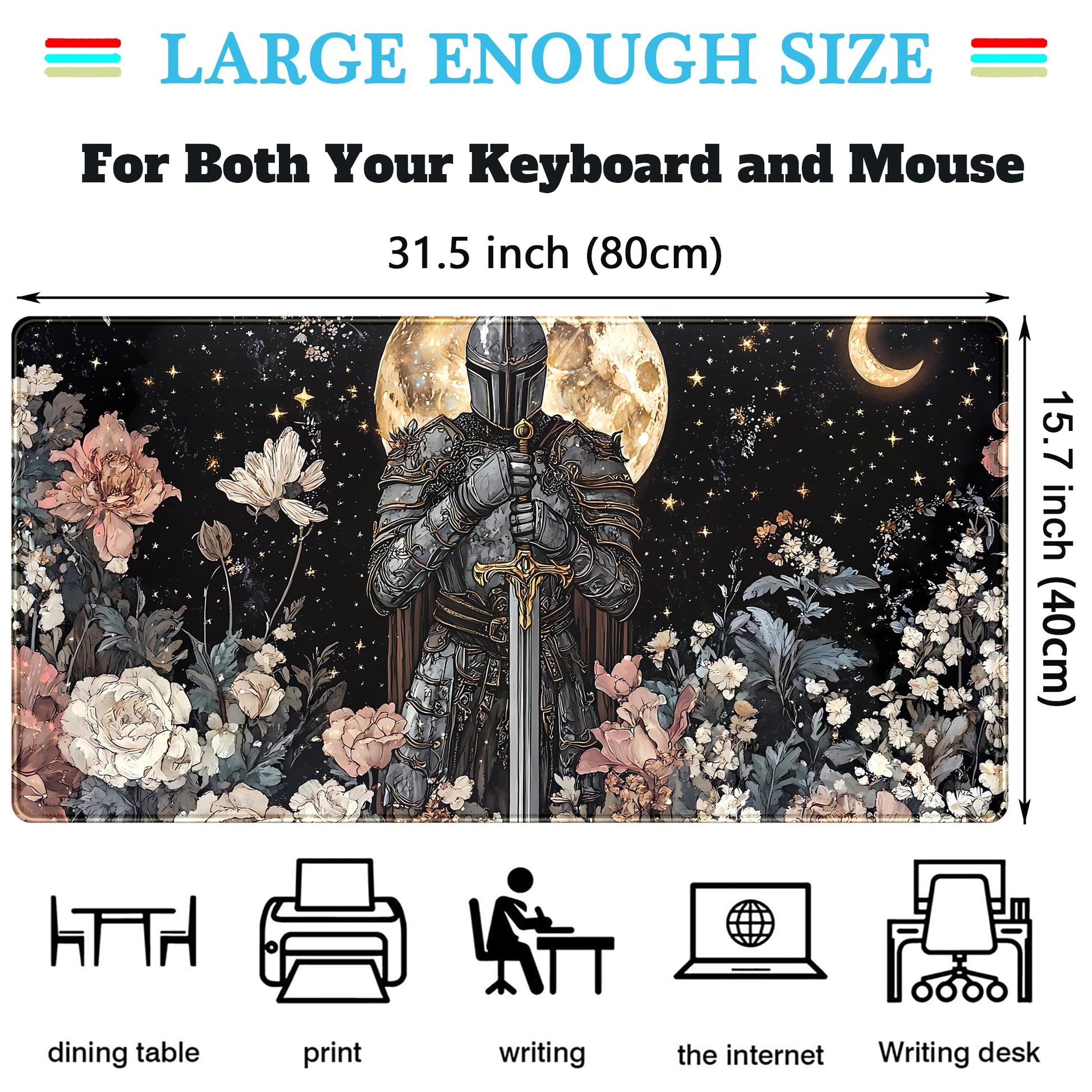 Cute Vintage Floral Mouse Pad Warrior Gaming Desk Mat Retro Flowers Mousepad XXL Large Extended