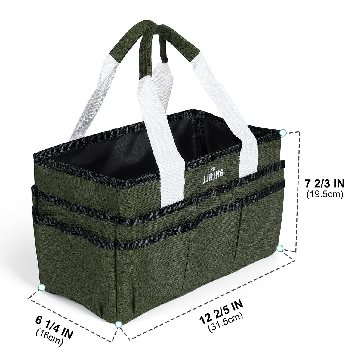 JJRING Craft Organizer Tote Bag Art Storage Caddy Sap Green